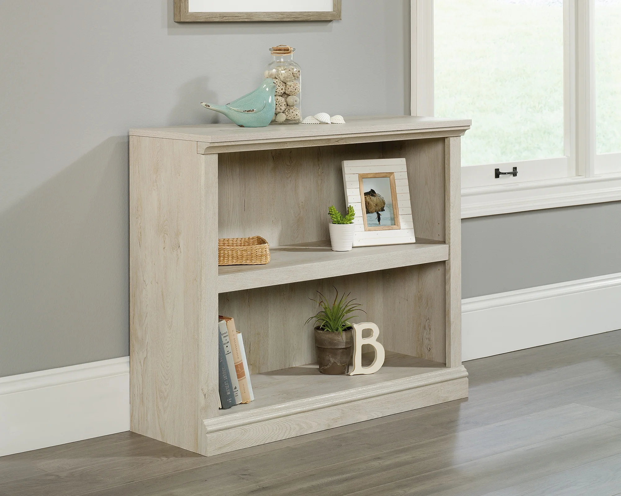 Sauder Select 2-Shelf Bookcase Chalked Chestnut