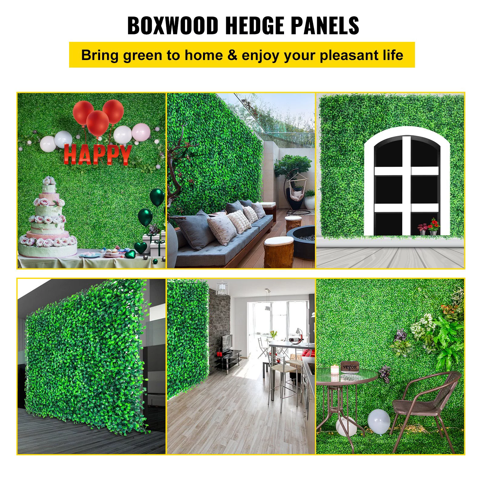 Vevor  20 x 20 in. Artificial Boxwood Panels - 12 Piece