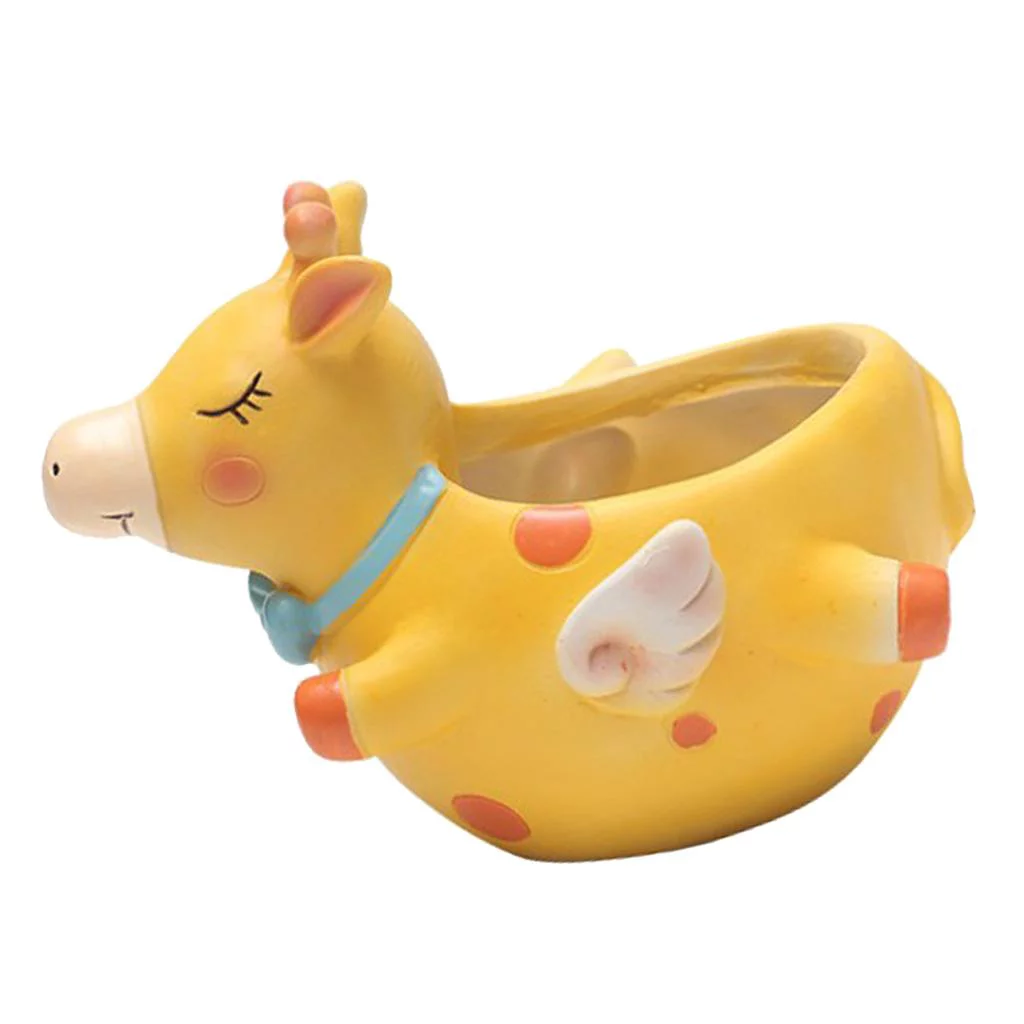 Indoor Flower Pot Small Modern Planter Resin Succulent Folwer Pot Container Great for Plant Stands Giraffe
