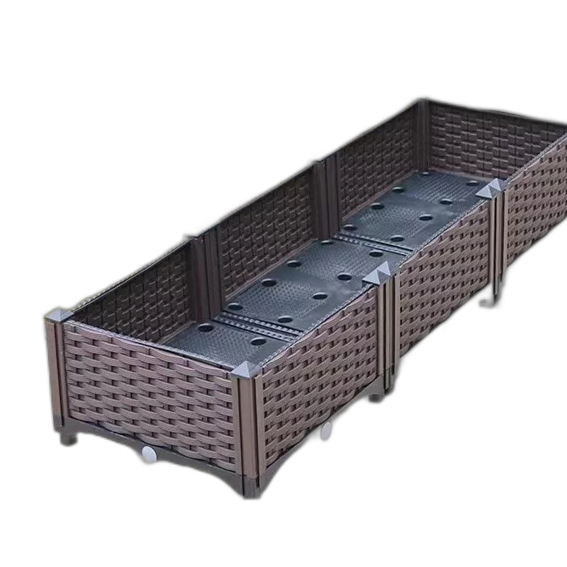 Indoor Planting Box Fence -Type Flower Pot Plastic Rooftop Outdoor Balcony Top Flower Fence Planting Box 2 Layers And 1 Joint: Length 40 Width 40 Height 71Cm Medium-Other