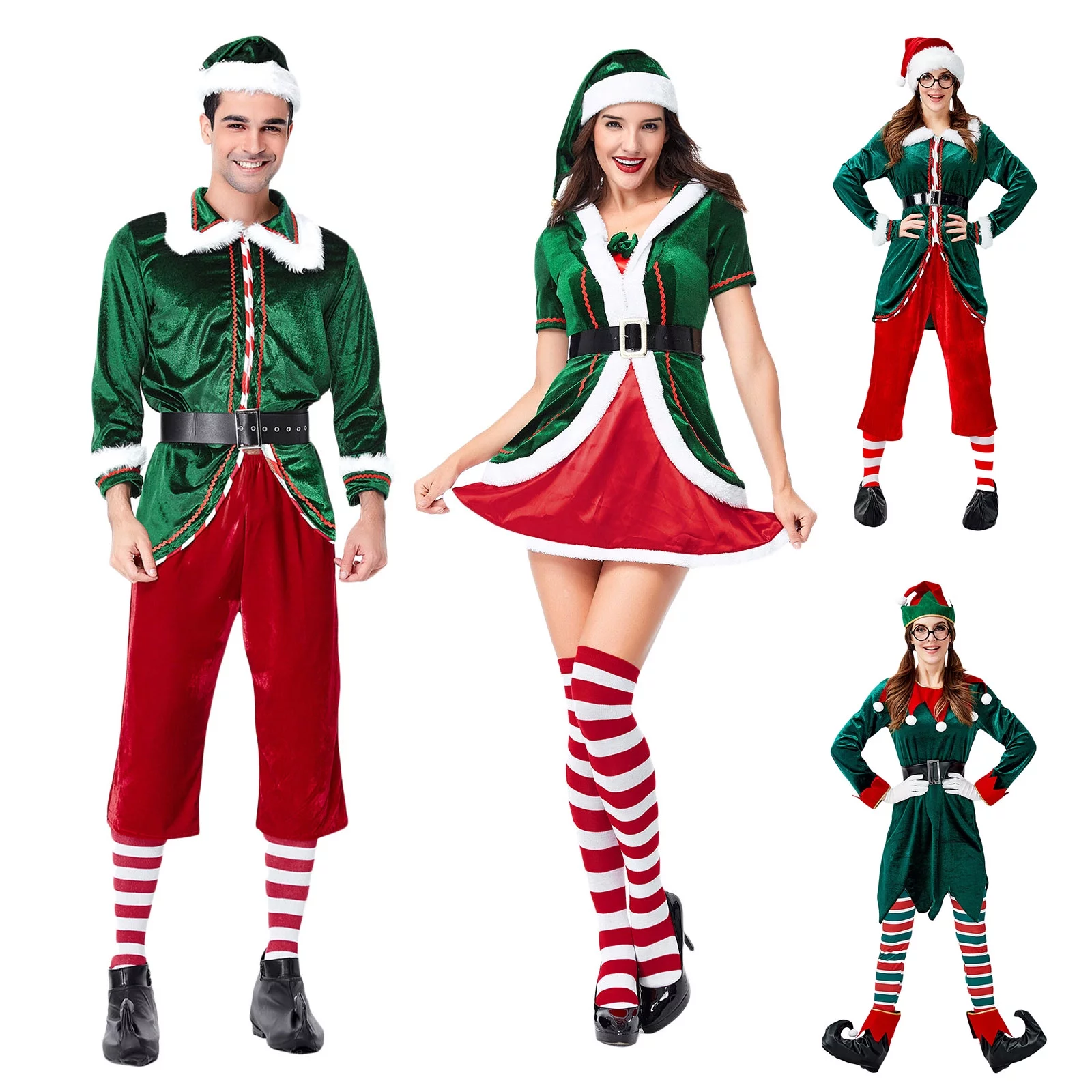 Douhoow Unisex Christmas Elf Cosplay Costume,Medieval Christmas Suit Santa Claus Fancy Dress