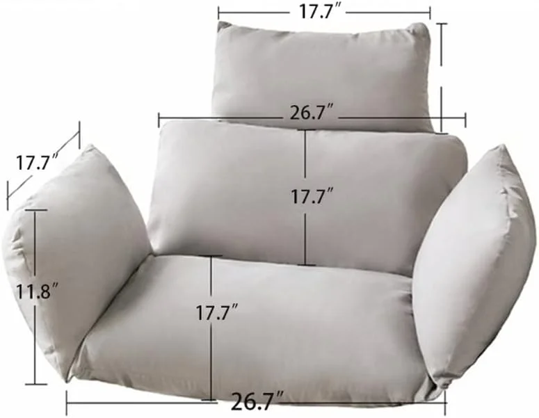 JONJUMP Brown Furnishing Egg Hammock Seat Cushion Leisure Hanging Chair Pads Balcony Swing Basket Back Pillow Detachable Patio Yard