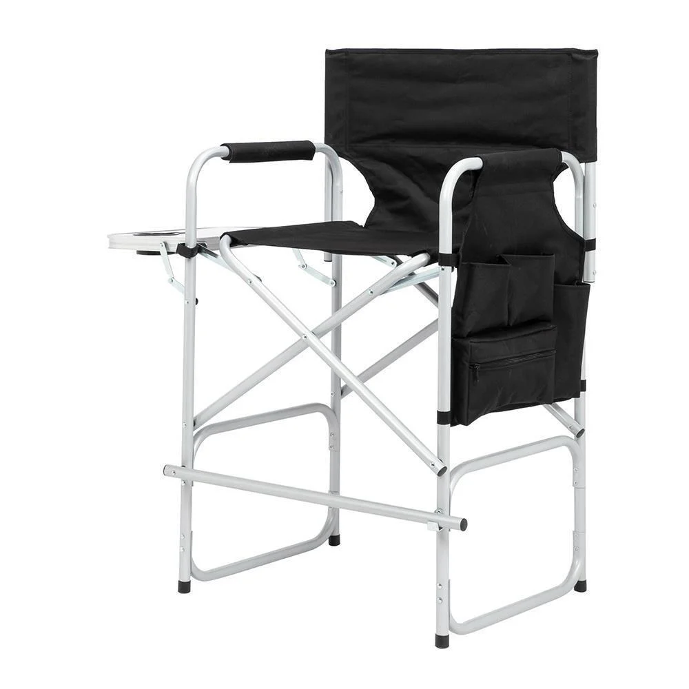 Tall Directors Chair Black Aluminum Folding Chair Outdoor Indoor Single Chair