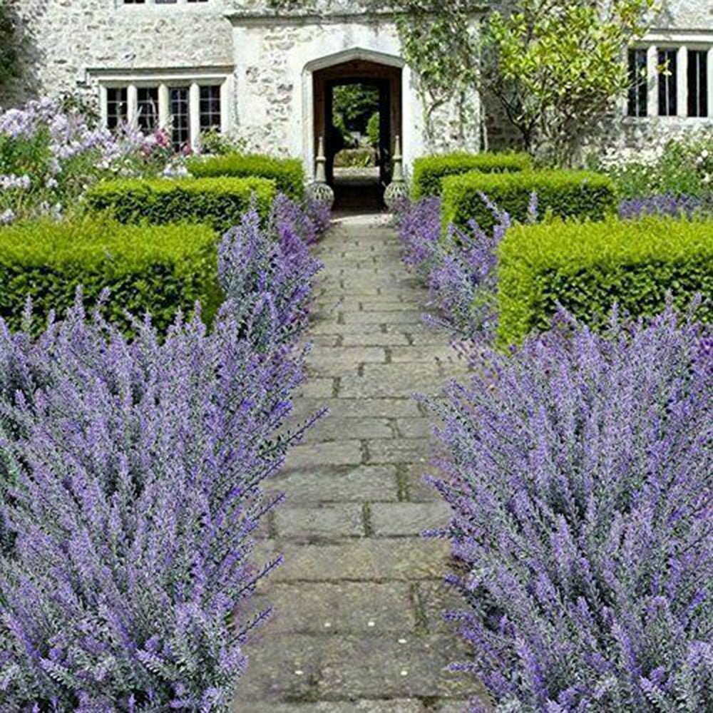 Sufanic 4 Bundles Artificial Lavender Outdoor UV Resistant Flowers Plastic Fake Flowers Plants, Artificial Flowers Faux Plants for Outdoor Window Box Hanging Planter Home Porch