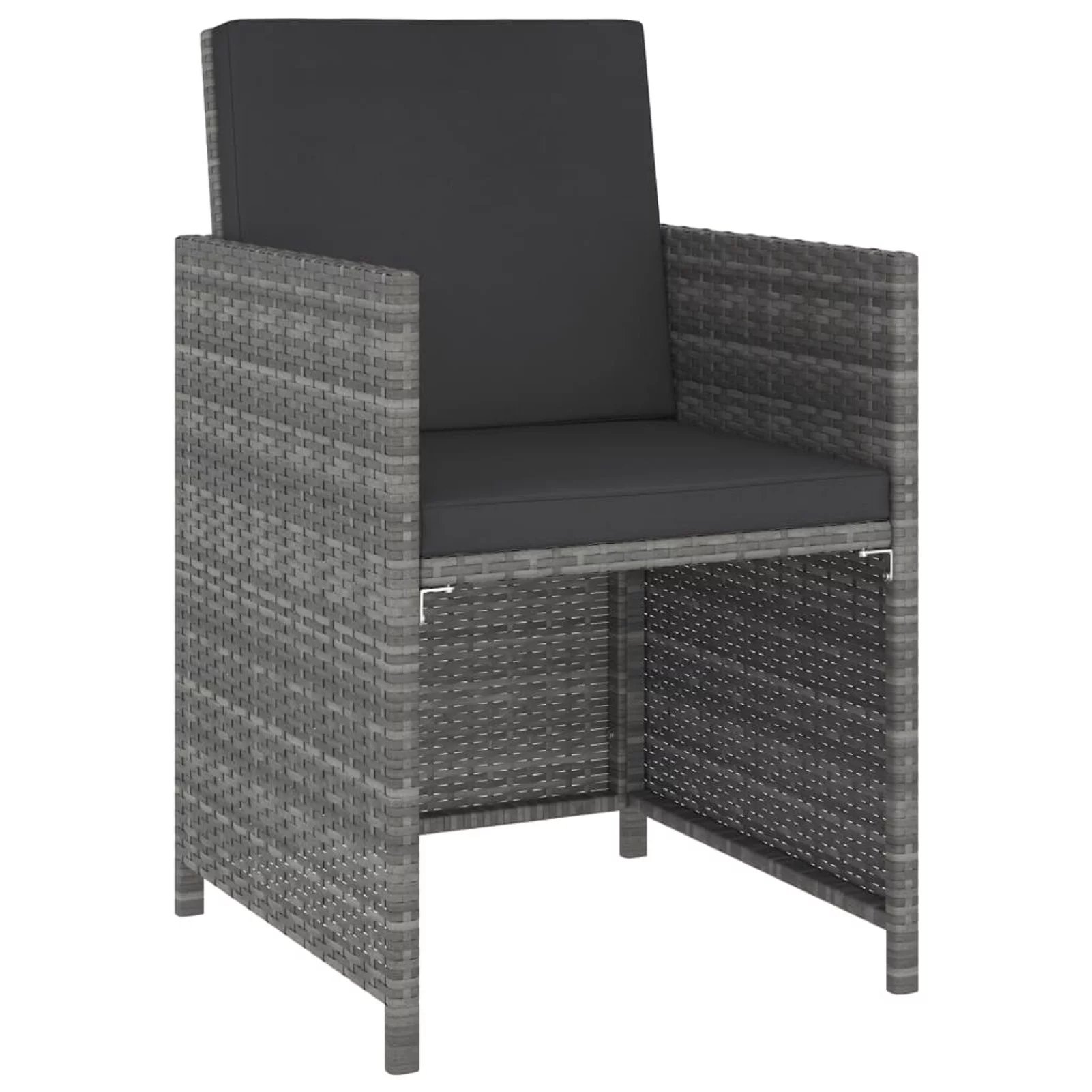 Tomshoo 6 Piece Patio Dining Set with Cushions Poly Rattan Gray