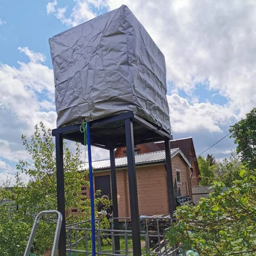 Sufanic IBC Tote Cover for 1000L Outdoor 275 Gallon Rain Barrel 210D Waterproof Water Tank Protective Cover,Gray,48x40x46.4inch