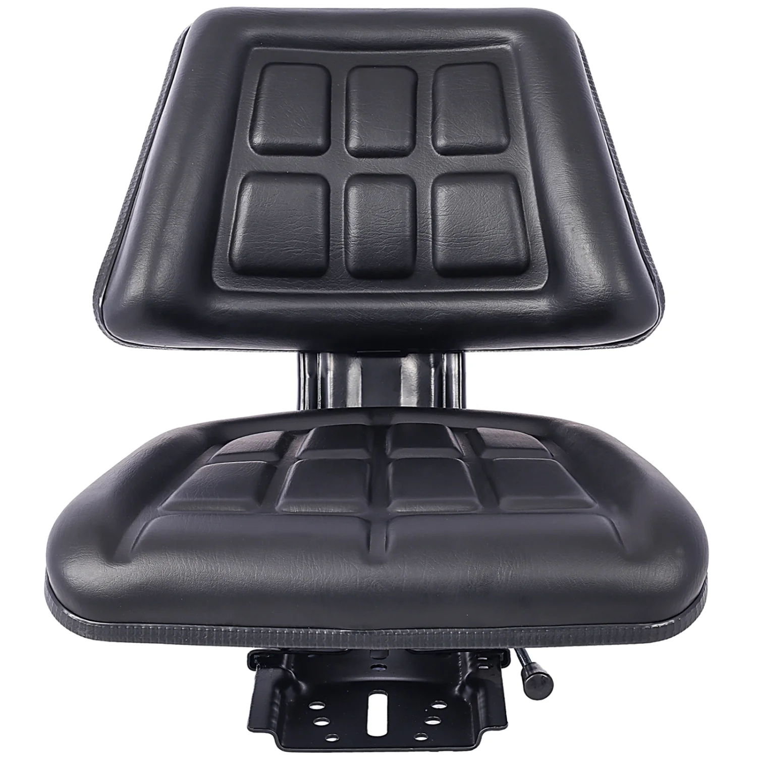 Upgrade Your Riding Experience with this Comfortable  Compact Black Steel/PVC Tractor Seat featuring an Adjustable Backrest and Slide Track for Mower - Enjoy the Ultimate Comfort and Conv