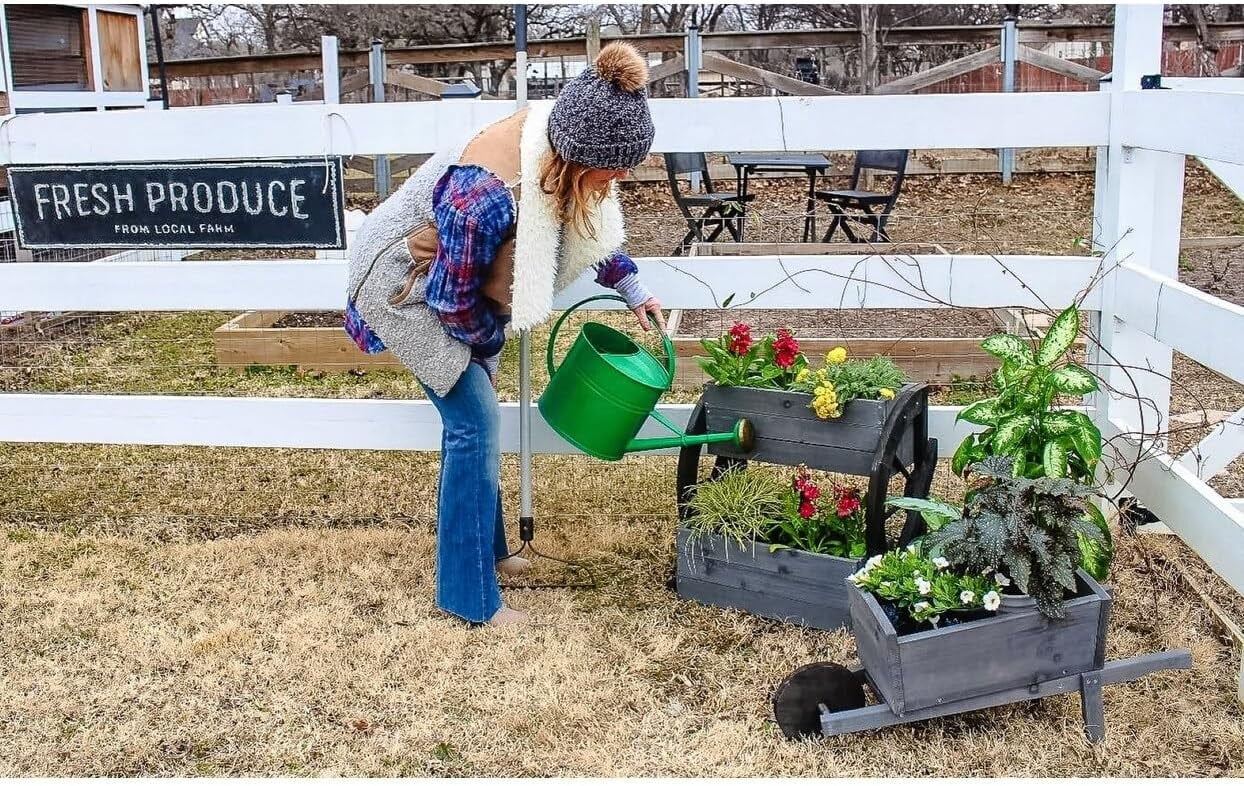 Wheelbarrow Planter 30 X 12 13 Grey Farmhouse Rectangular Wood