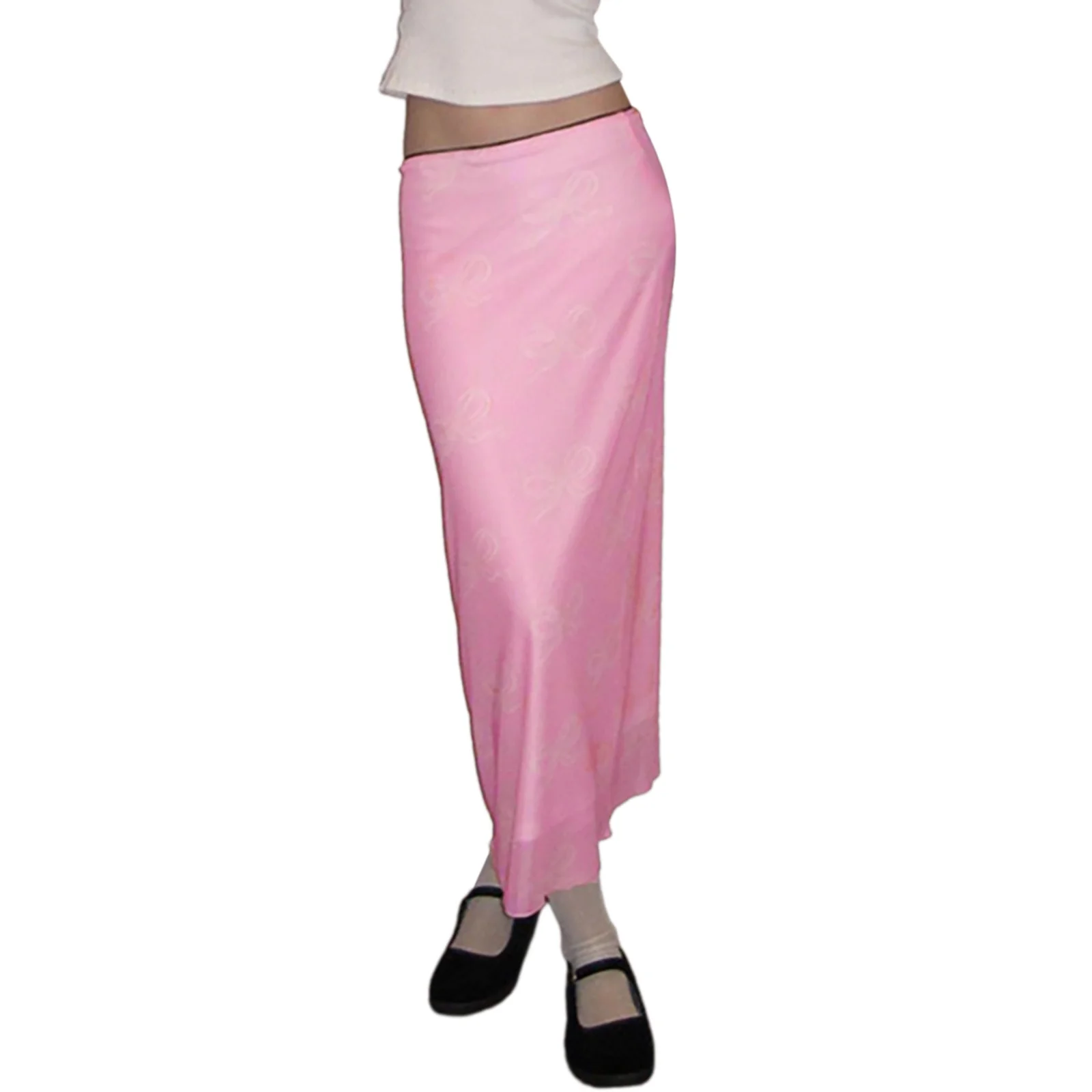 Winter Denim Skirt Ladies Bow Printed Mesh Double Layer Sweet Low Waist Skirt Long Skirt Halter Skirt Saree Skirt Sets Women 2 Piece Outfits Business Casual