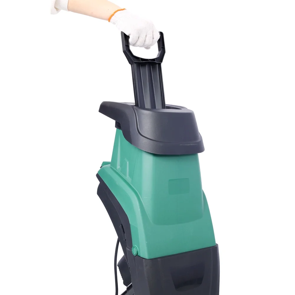 Yone jx je 15Amp Electric Wood Chipper/Shredder with Wheels Electric Garden Shredder Portable Chipping Width Collection Bag, Double Sided Blade System, Auto Shut-Off Green