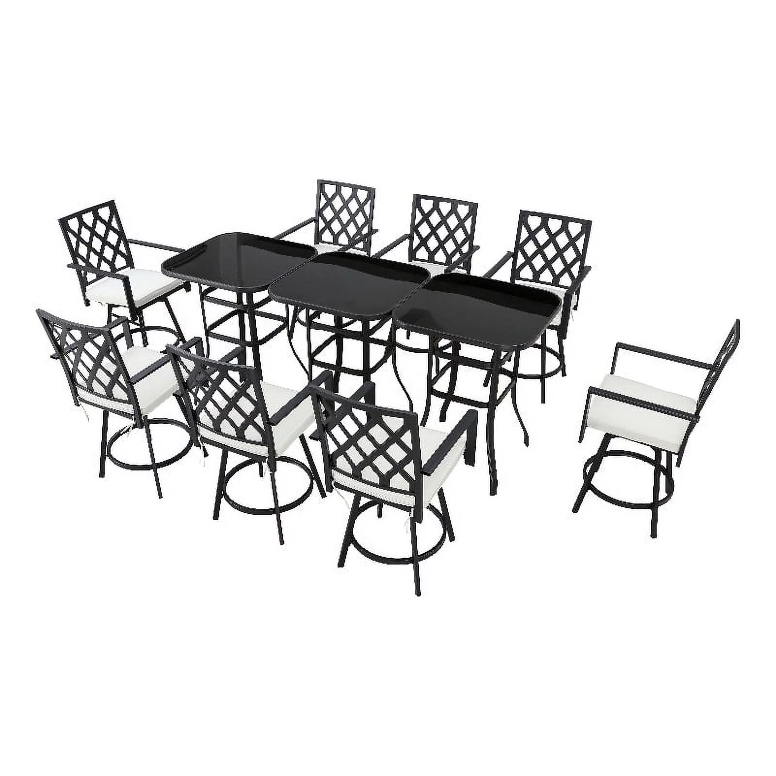 Patio Festival Metal 11-Piece Outdoor Dining Set in Black & Beige