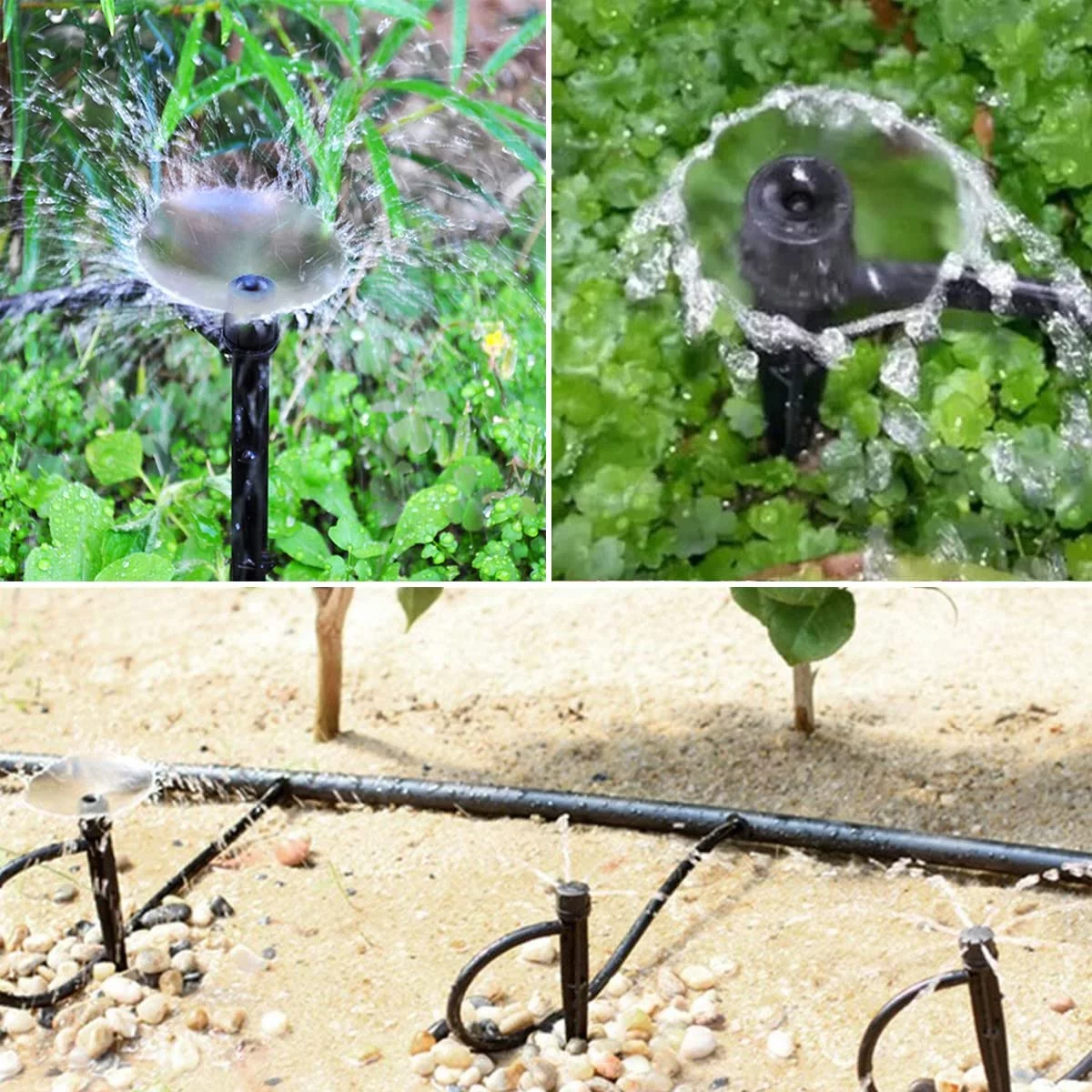 DGPERTE 25 Pcs Drip Irrigation Emitters, Adjustable Flow 0-20 GPH Irrigation Drippers with Stake, Full Circle Flow Sprinkler Head, Micro Sprinkler for Garden Patio Lawn Flower Bed