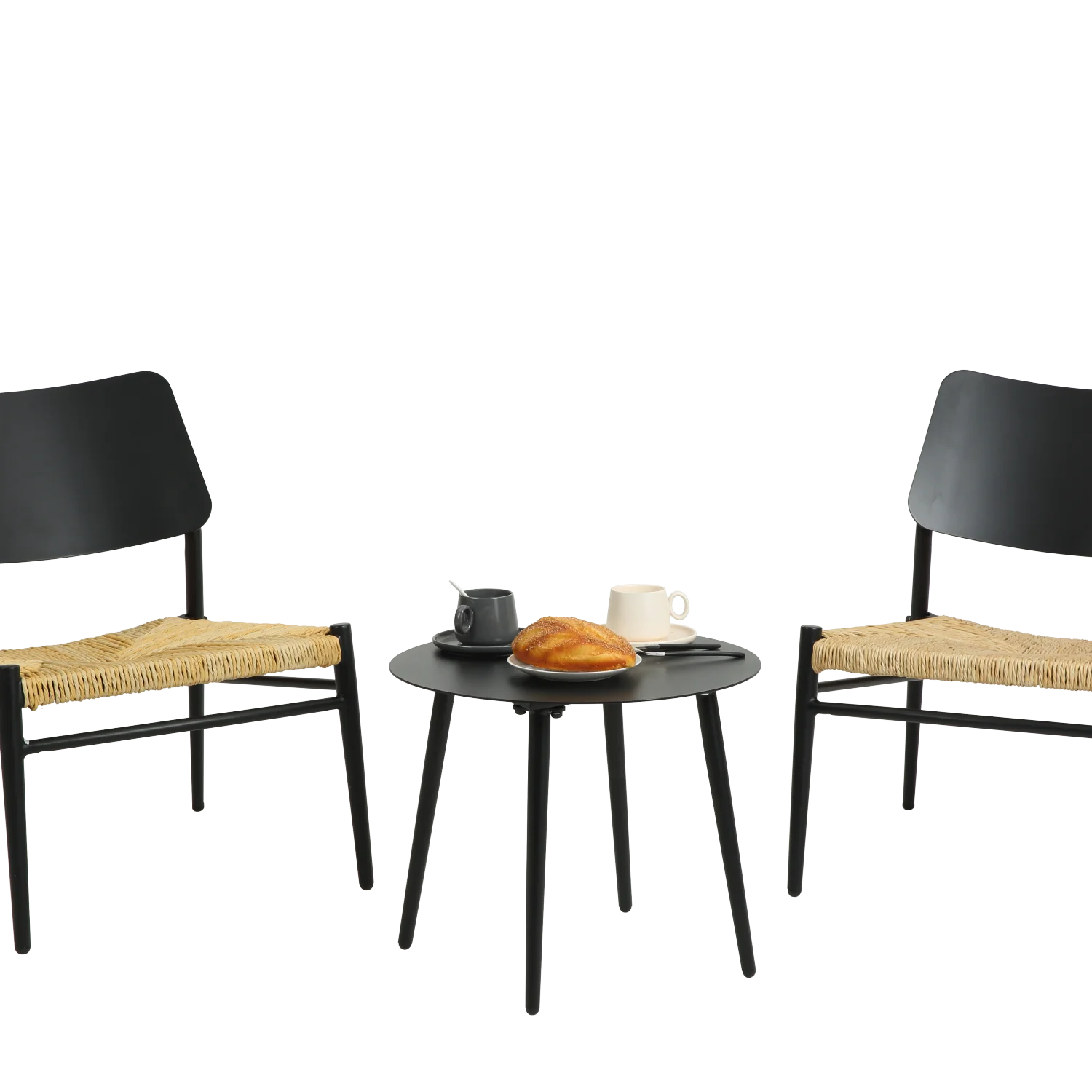 Aluminium 3 Piece Patio Set Bistro Table and Chairs Set   Backyard  Garden  Living Room  Black