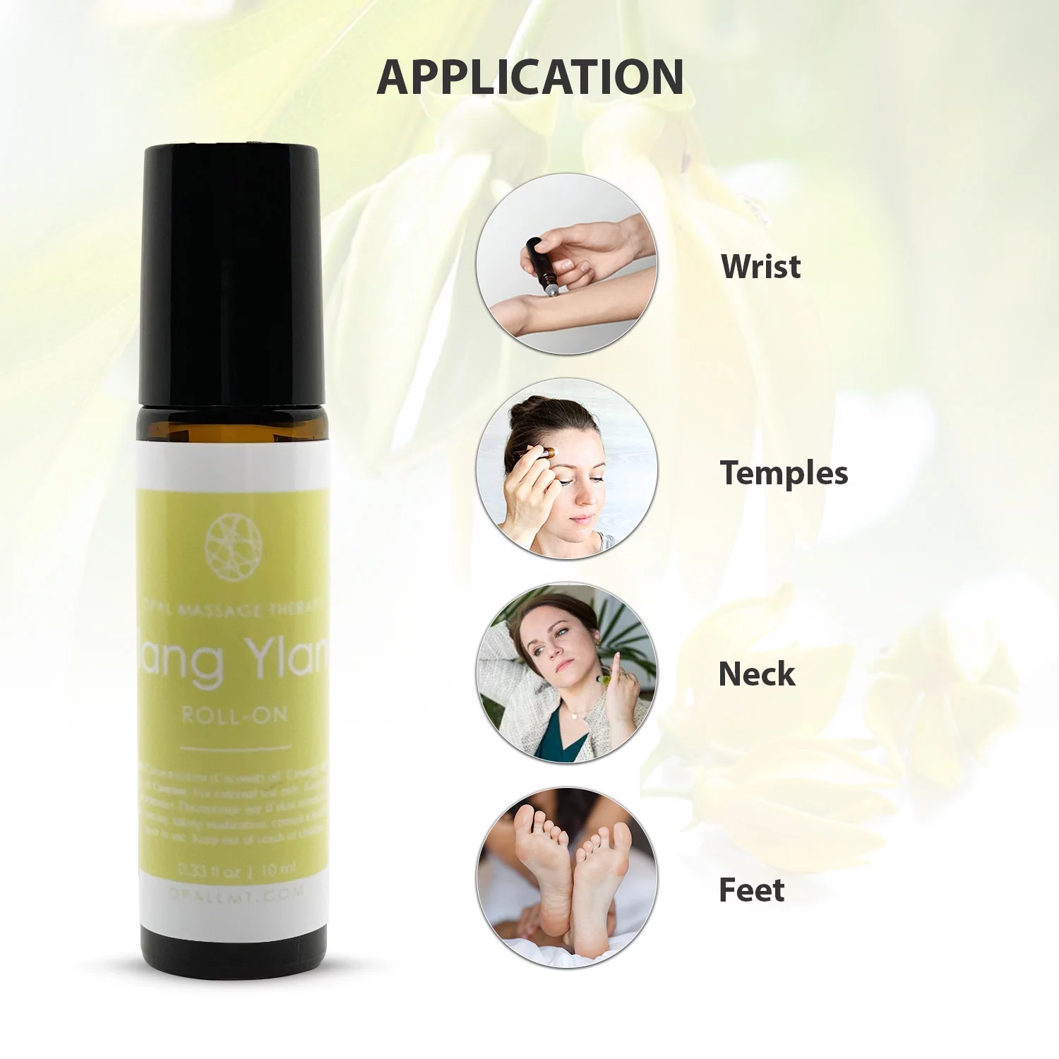 Premium Ylang Ylang Essential Oil Roll On Opal Massage Therapy