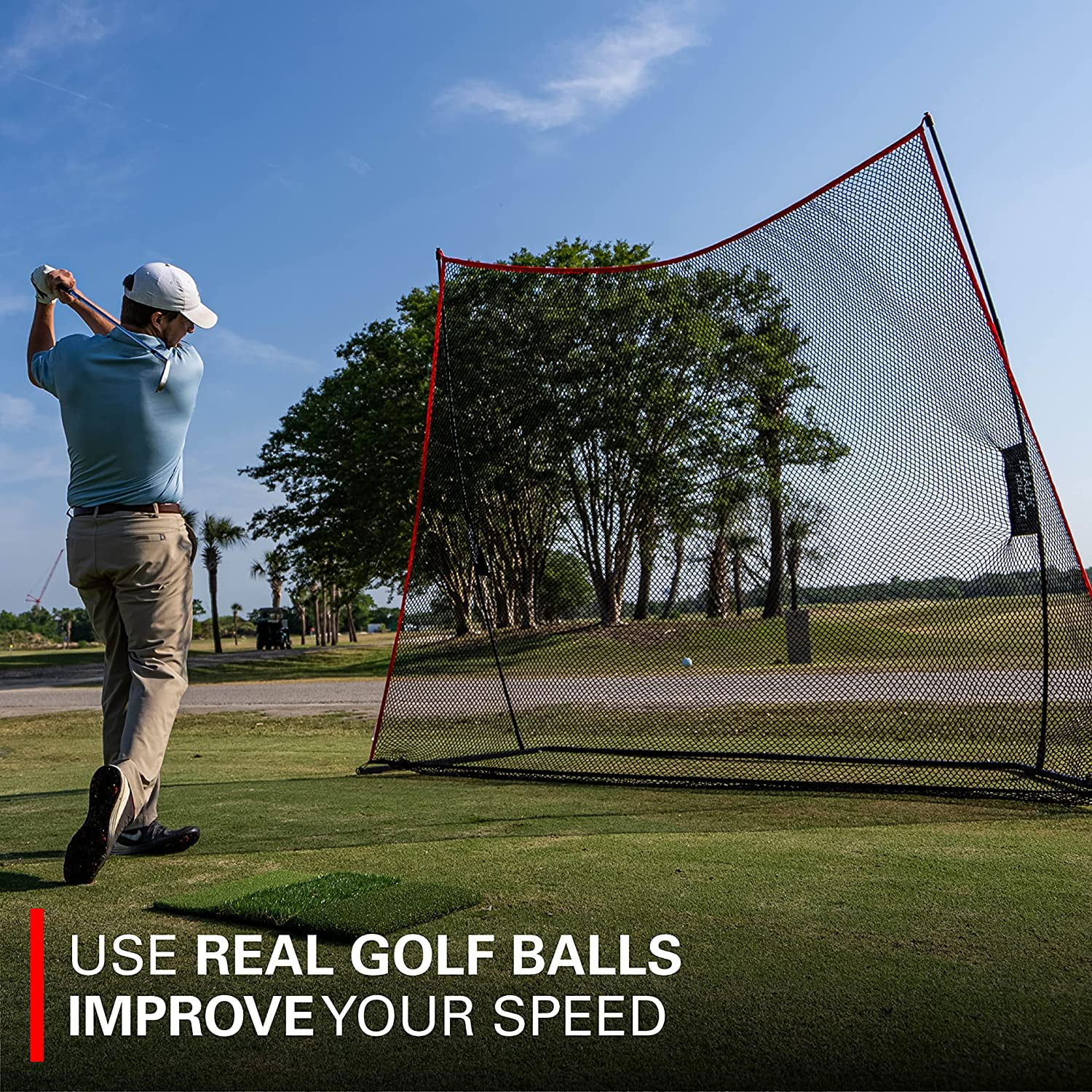 Rukket Haack Golf Net (10x7) Bundle with Tri-Turf Hitting Mat