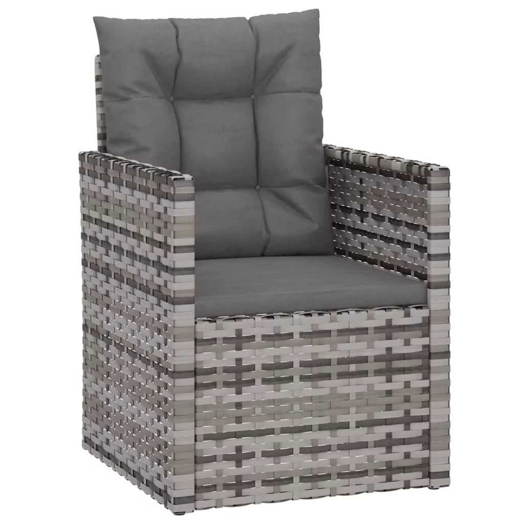 Dcenta Patio Armchair with Cushions Gray Poly Rattan