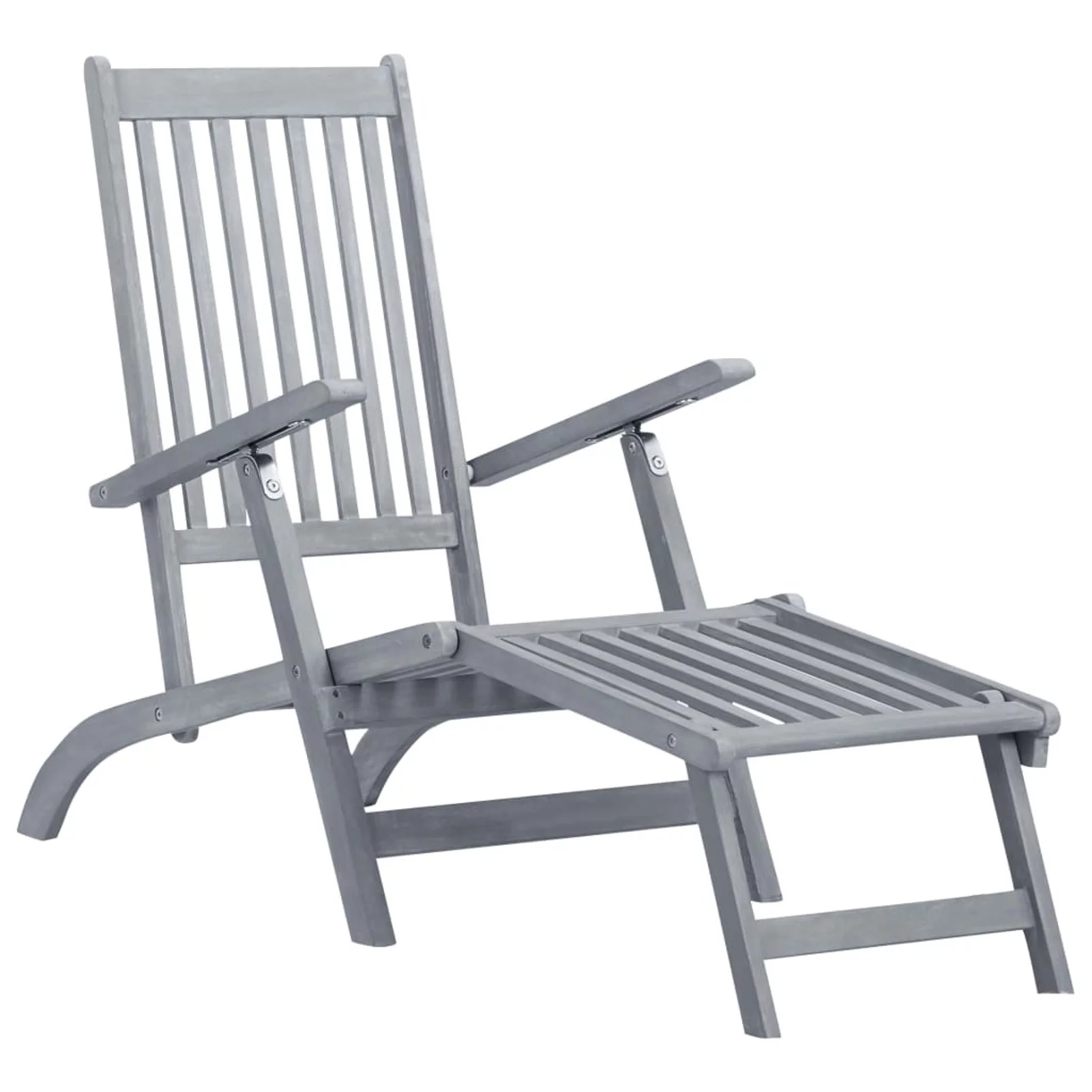 Suzicca Patio Deck Chair with Footrest and Cushion Solid Acacia Wood