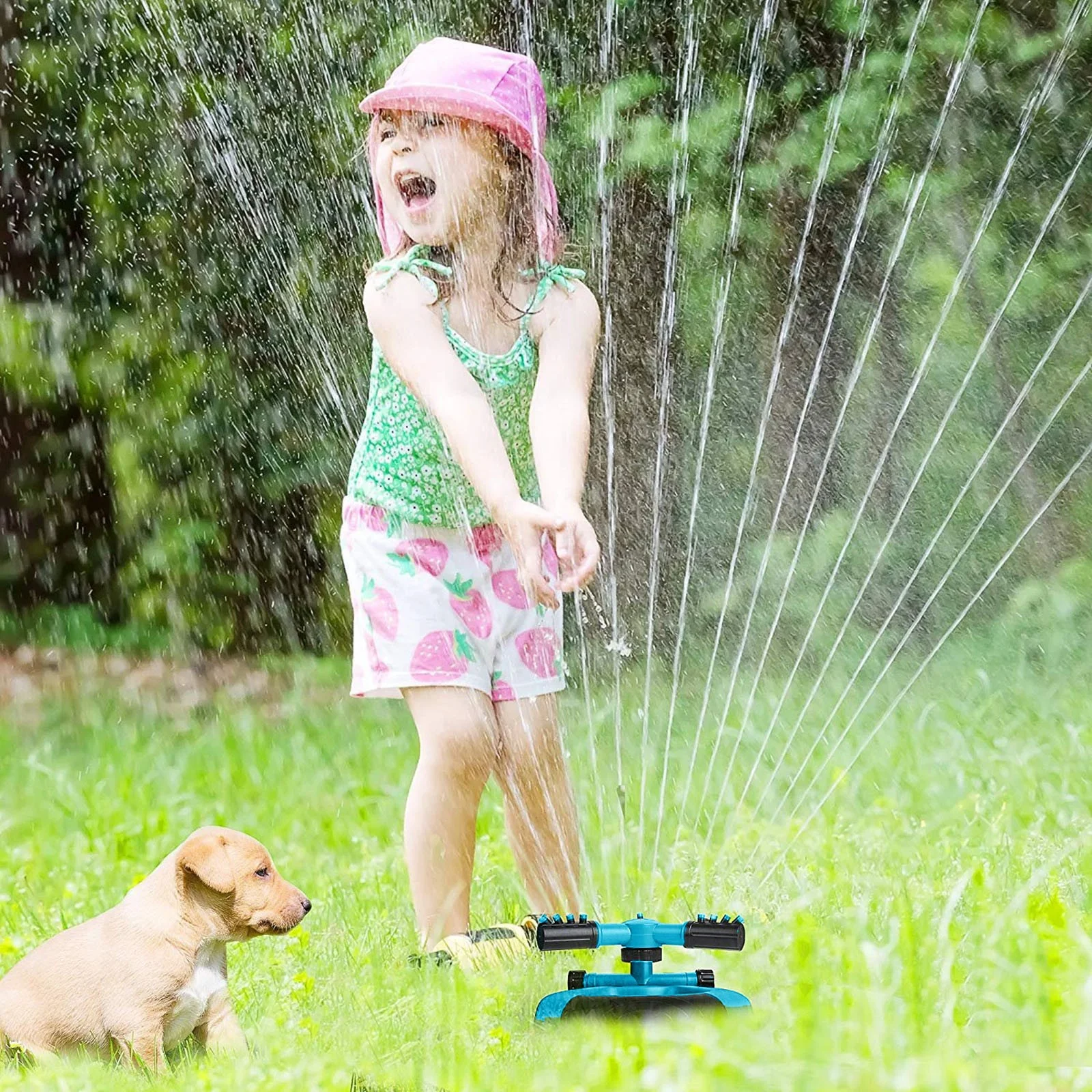 Garden Watering Garden Irrigation Automatic Rotating Sprinkler Border Watering Vegetable Three Pronged Sprinkler Kid Pad Dual Hose Timer Sprinkler Yard Outdoor Water Timers for Hoses Watermelon