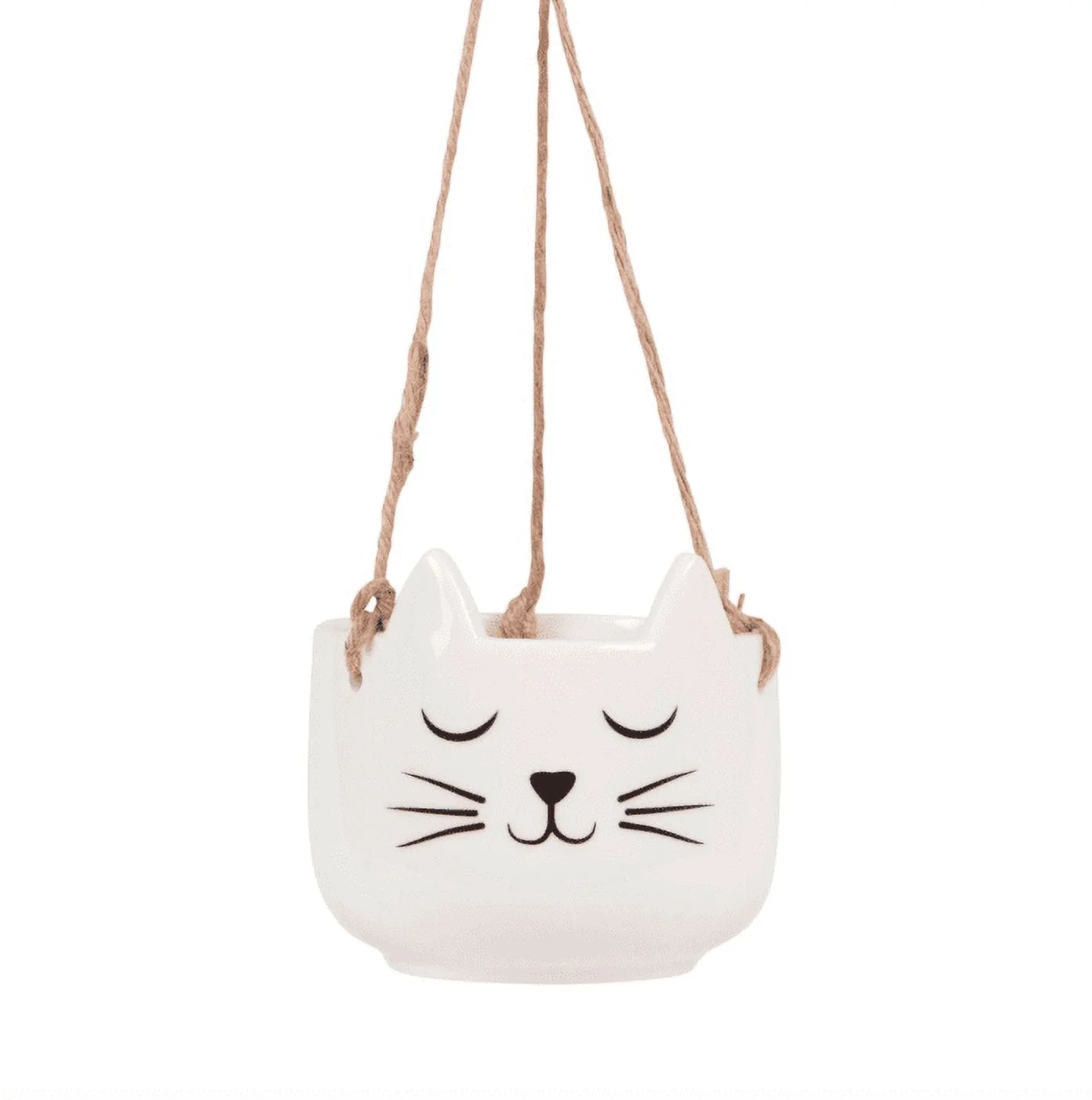 White Hanging Cat Planter | Hanging Planter | Cat Lover Gift | Cute Planter Pot | Indoor Planter | Adorable Planter Pot | Kitty Cat Small Succulent Planter