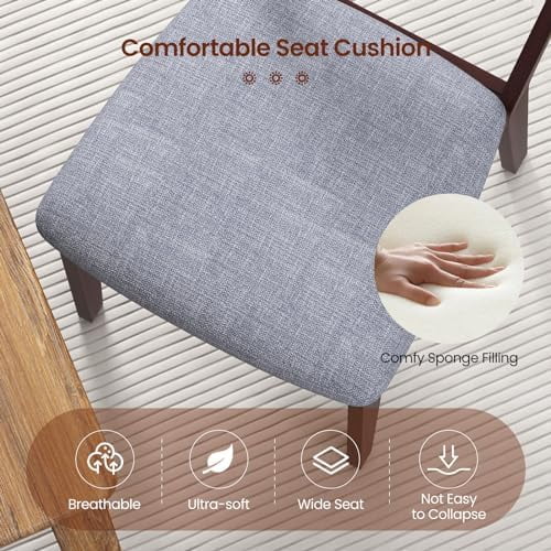 HYHBIBOOM Wood Dining Chairs   Upholstered Kitchen Chair with Solid Rubber Wood Frame  Armless Wooden Dining Side Chairs with Cushion Seat  Farmhouse High Ladder Dining Room Chair