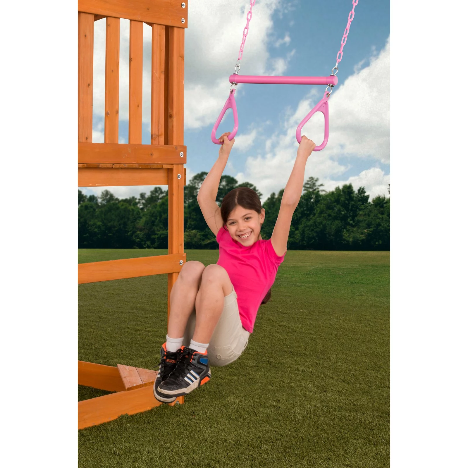 Creative Cedar Designs Ultimate Trapeze Bar w/ Triangle Rings- Pink