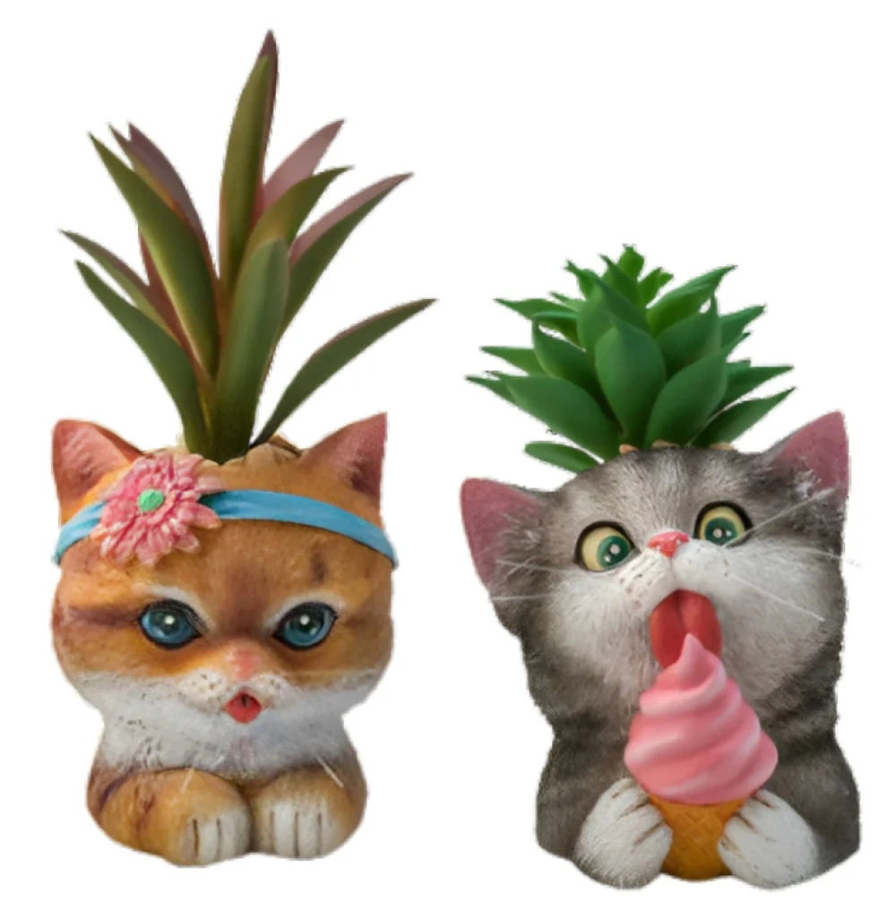 The Bradford Exchange SweetPea And Loki Purr-fect Planters Sculpture Collection Issue #3 Purr fectly AdorableThe Cat tastic Succulent Hand Painted & Realistic Sculpture by Kayomi Harai 4.25-inches