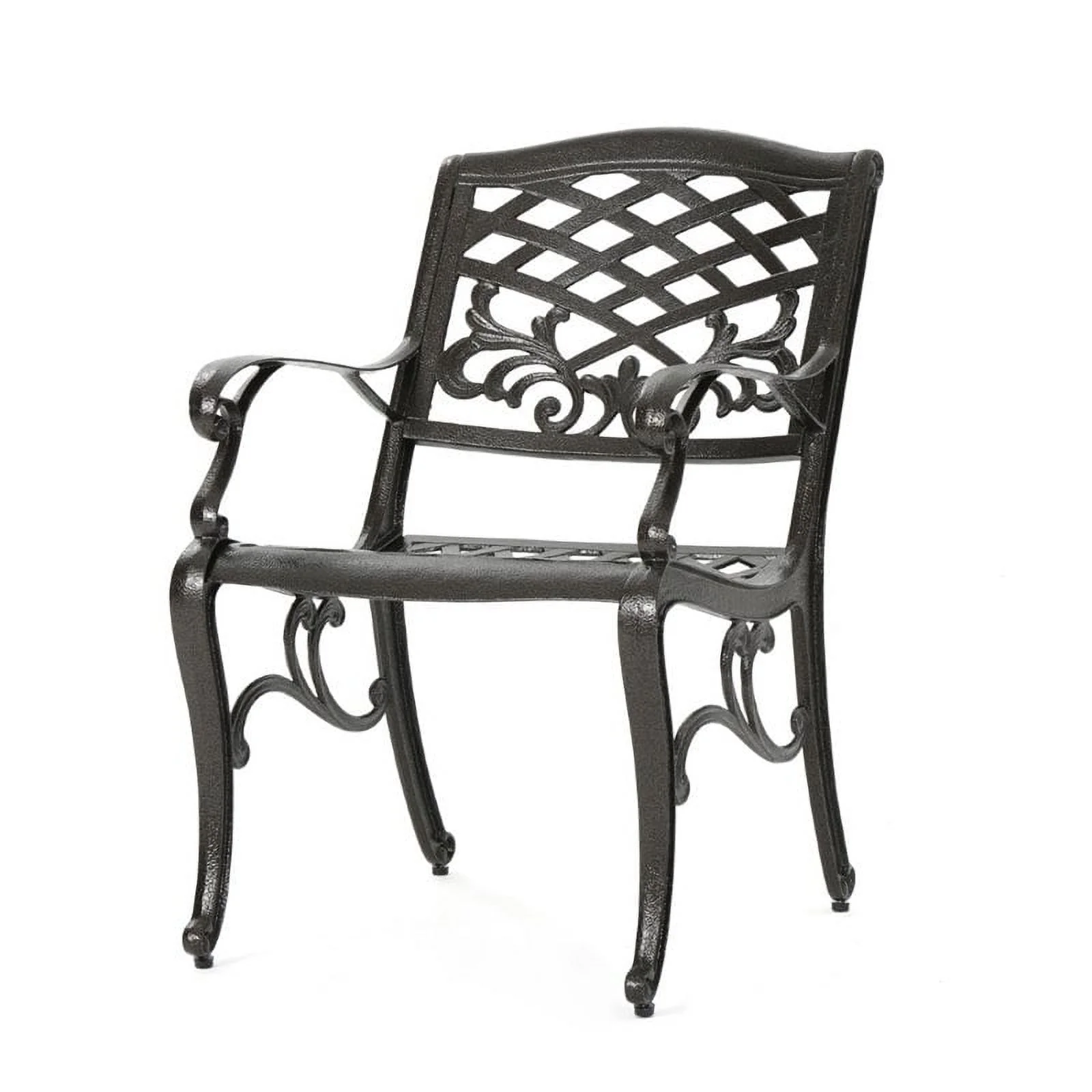 Noble House Sarasota Aluminum Patio Dining Arm Chair in Bronze (Set of 2)