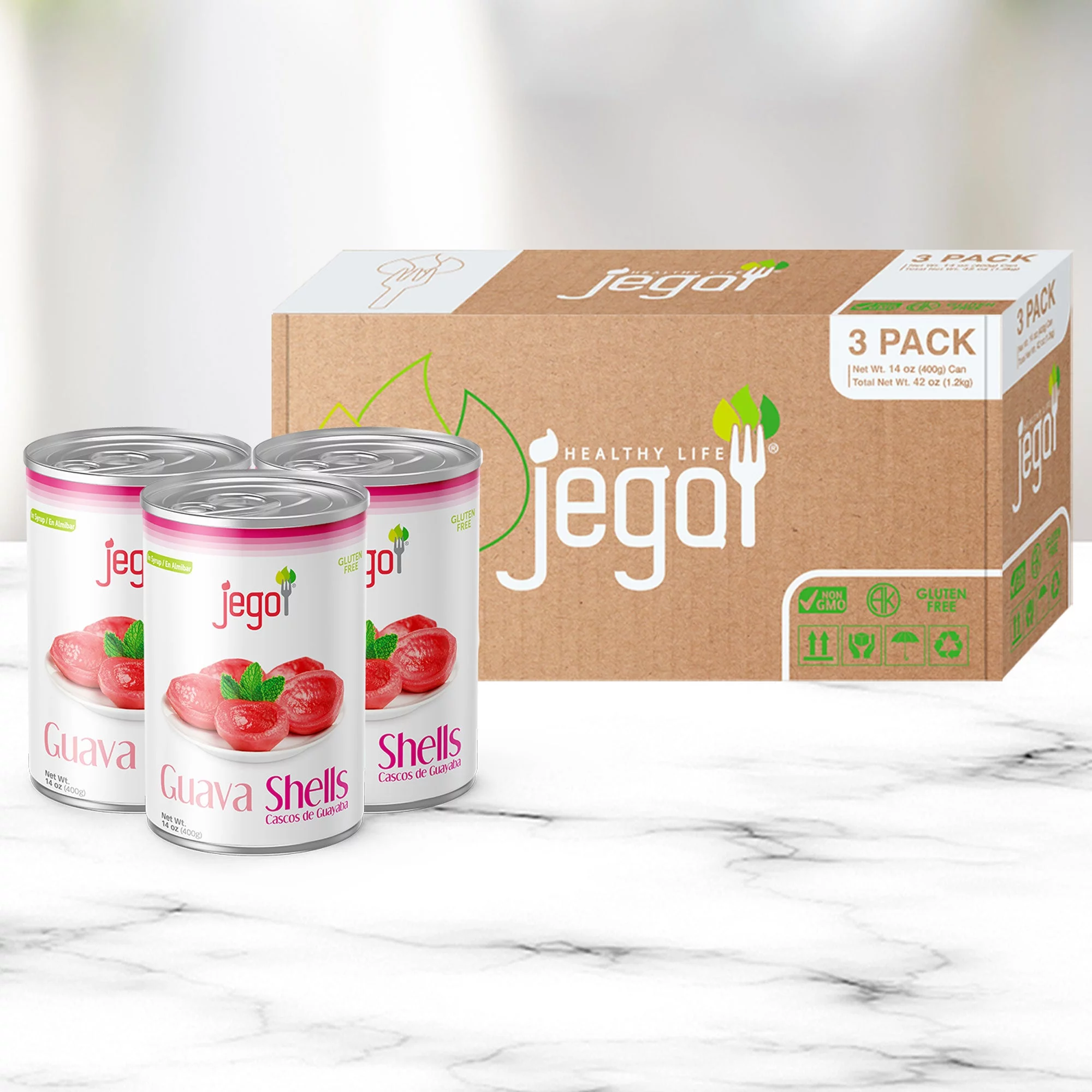 Jego Guava Shells in Syrup, Gluten Free, 14oz (Pack of 3)