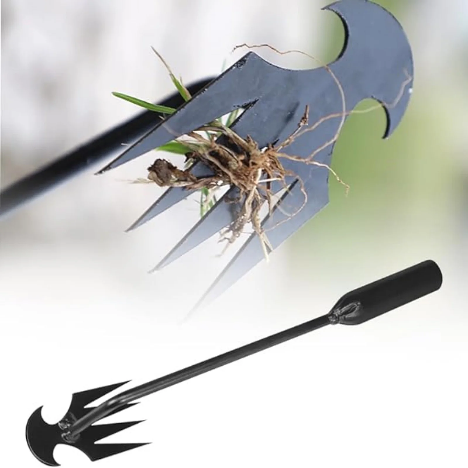 Weeding Artifact Uprooting Weeding Tool, Weed Puller Tool Garden Weed Pulling Tool 4 Teeth Manganese Steel, Garden Hand Weeder Tool with Handle Multifunctional Weeders Tool