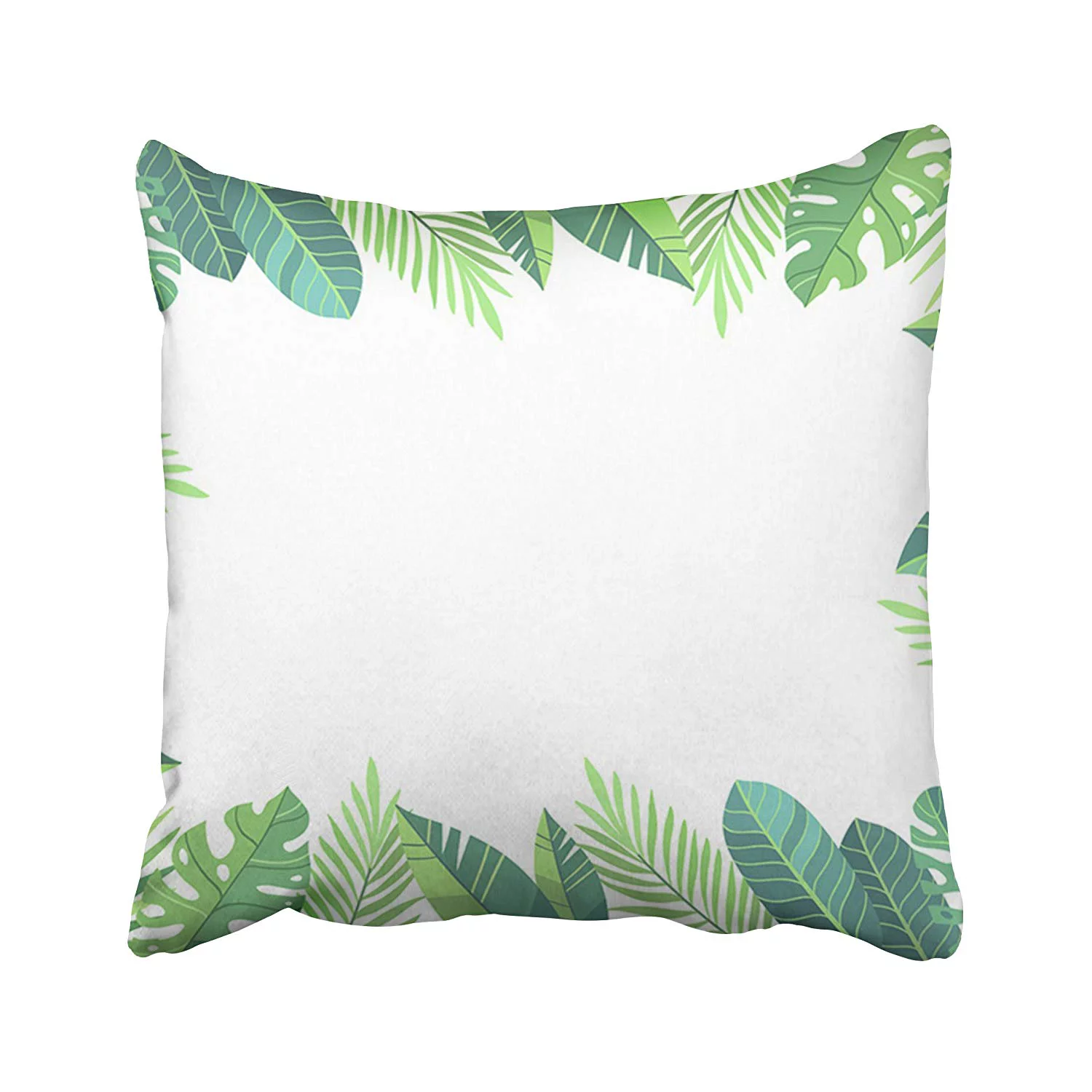 ARTJIA Green Plants Exotic Leaves Banana Leaf Areca Palm Botany Flora Tropical Place Pillowcase Pillow Cushion Cover 16x16 inches