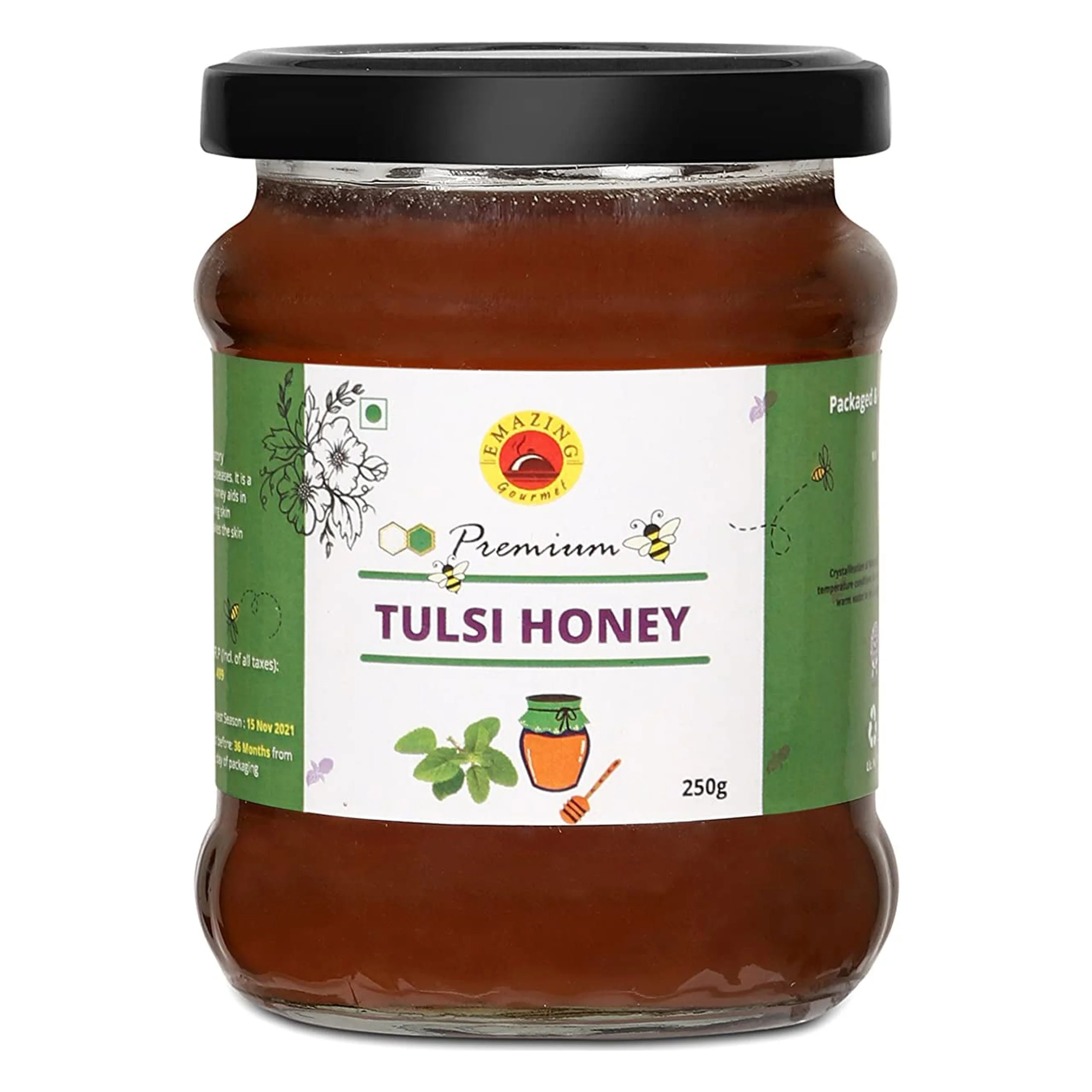 Emazing Gourmet 100% Pure Raw Tulsi Honey 250Gm