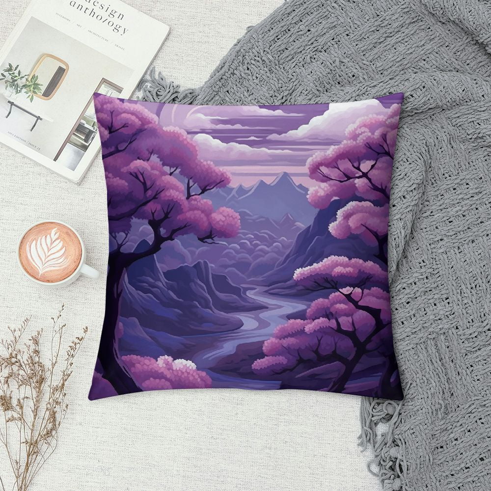 Wuche Plum Blossom Thorw Pillow Covers Floral Traditional Art Vintage Cherry Blossom Flower Theme Rustic Purple Soft Fabric Living Room Bedroom Dorm Indoor Cushion Square  White