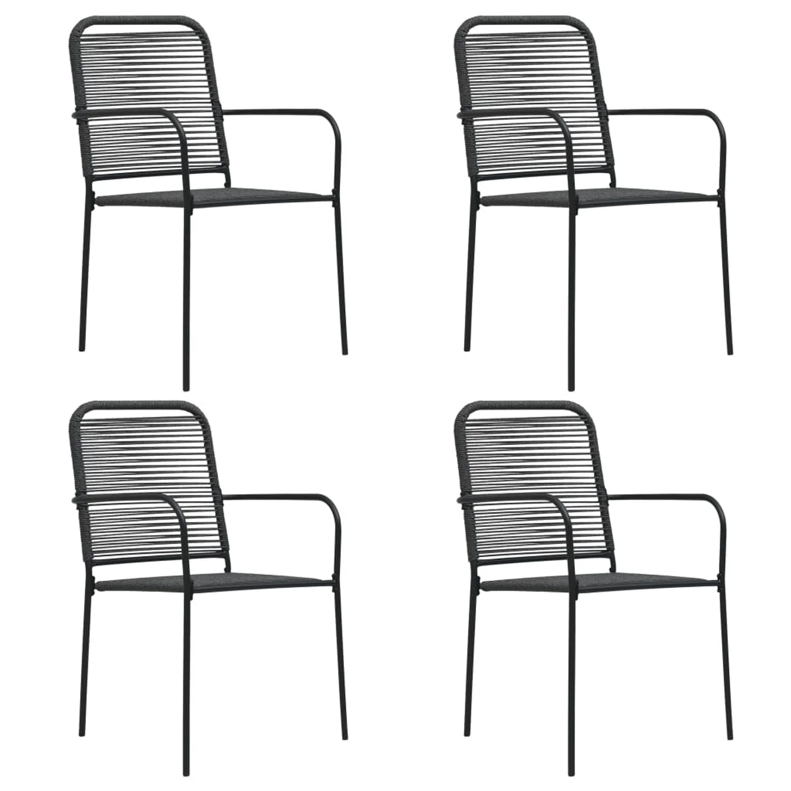 moobody 5 Piece Patio Dining Set Cotton Rope and Steel Black