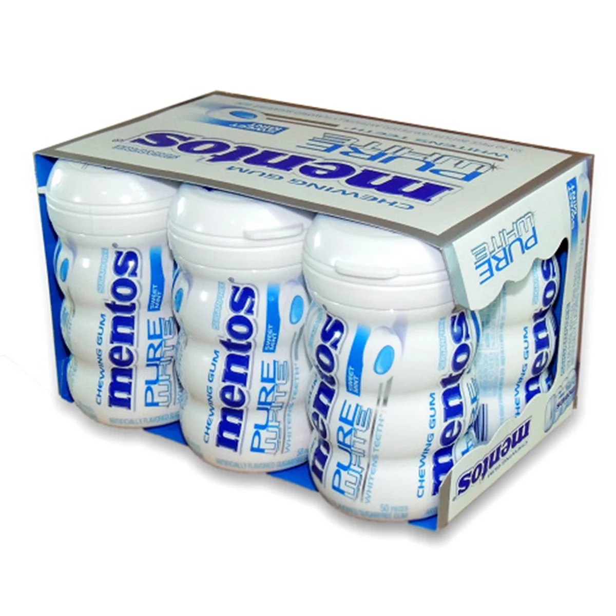Mentos, Gum Pure White Sweet Mint - Big Bottle, Count 6 (3.53 oz) - Gum / Grab Varieties & Flavors