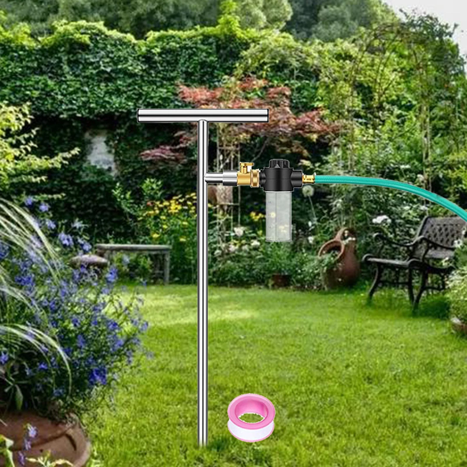 kesoto Tree Watering Spike Irrigation System T Handle Rust Proof Simple Installation for Outdoor Plants Garden Tool with Brass Valve