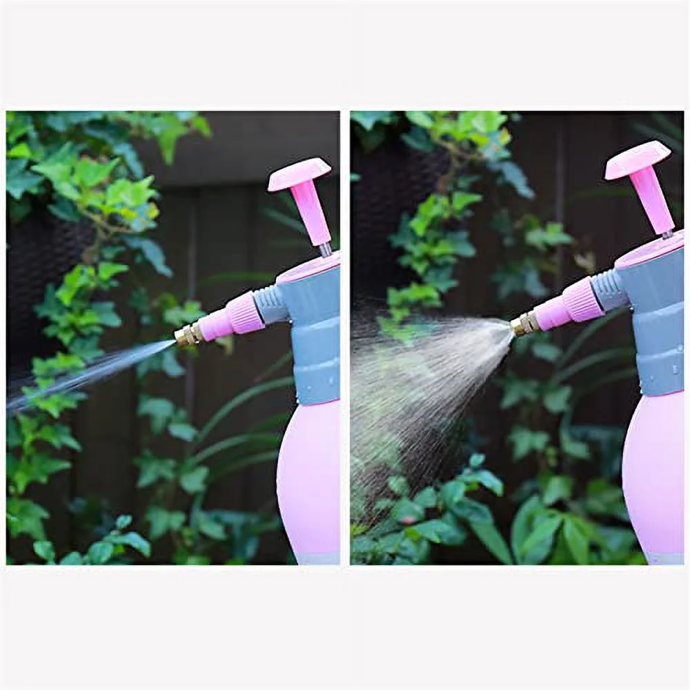 2L Garden Pump Sprayer,Spray Bottle Manual Garden Sprayer Hand-held Pressure Sprayer Bottle with Adjustable Brass Nozzle Thickened Water Sprayer for Garden(Pink)
