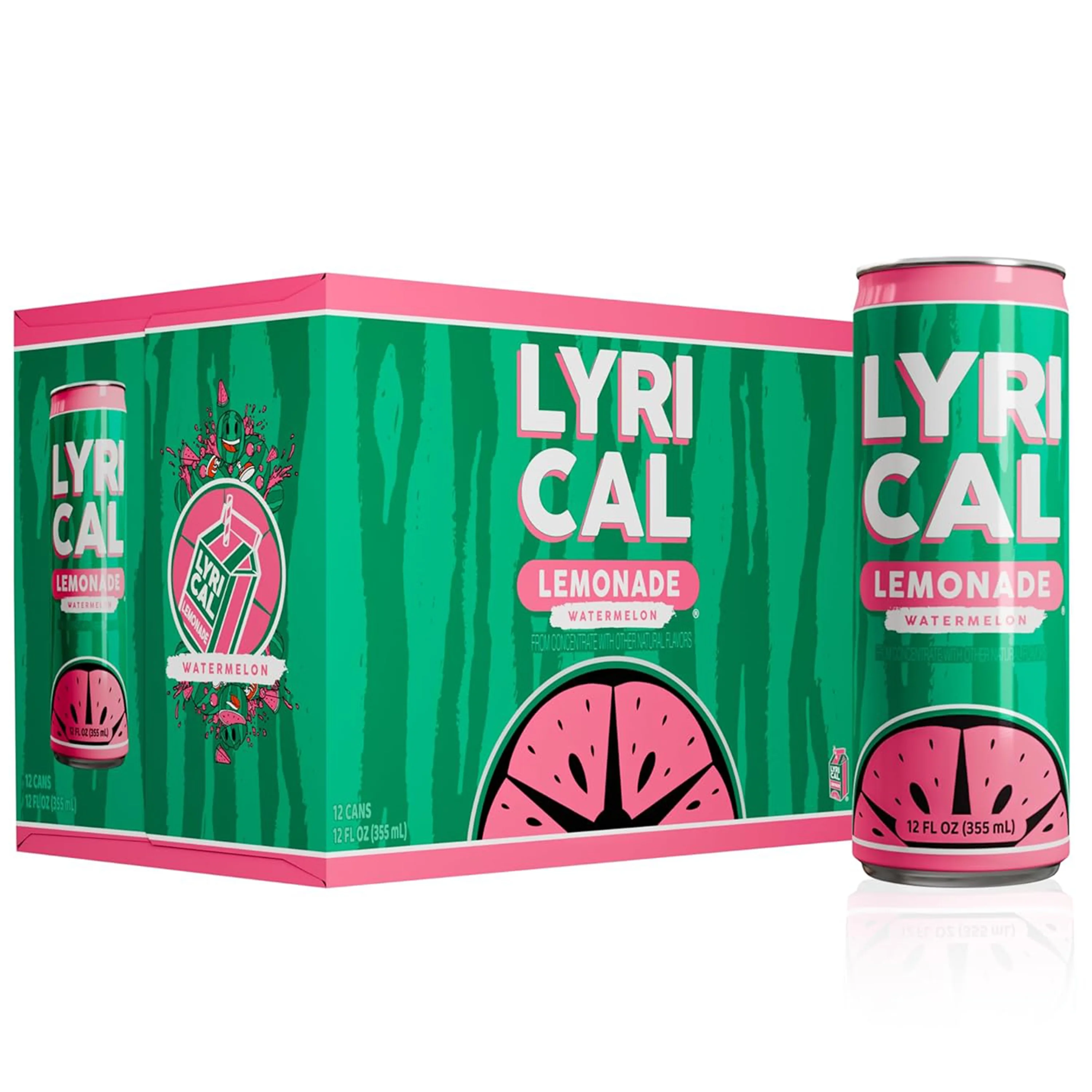 Lyrical Lemonade, Watermelon Juice Drink, 12 fl oz, 12 Pack Cans