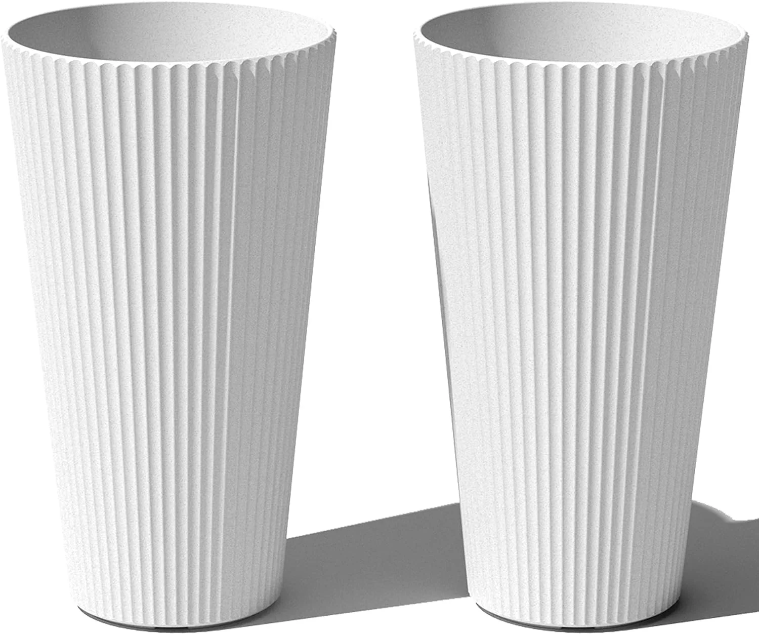 Series Tall Planter for Porch, Patio, Backyard | Durable Plastic-Concrete Material | Modern for Tall Plants, Grasses