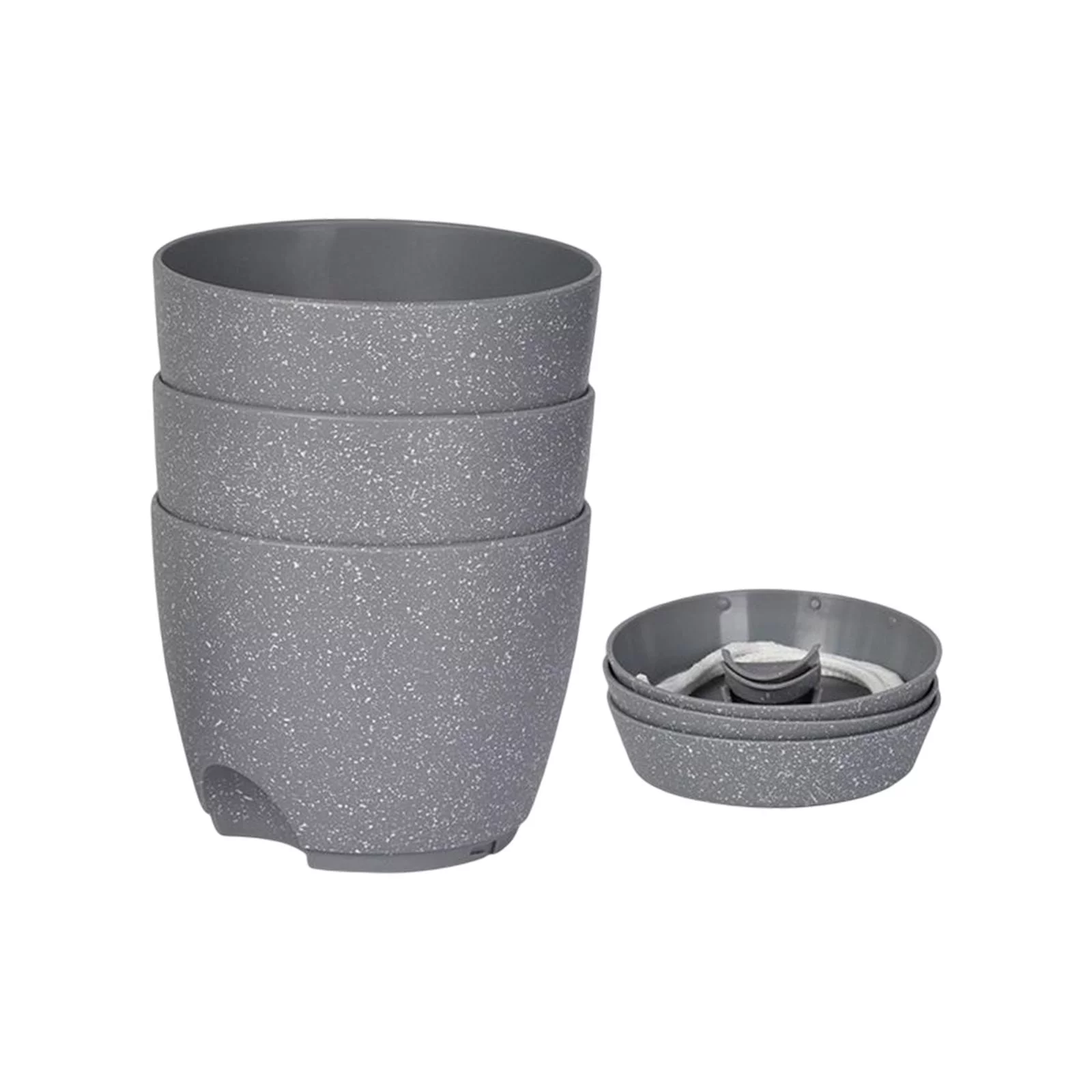 3Pcs Flower Pots Water Absorbing Flowerpot With Drainage Hole, Plant Container Watering Plant Pots For Bedrooms, Living Rooms Windowsills Gray and 7.5inch