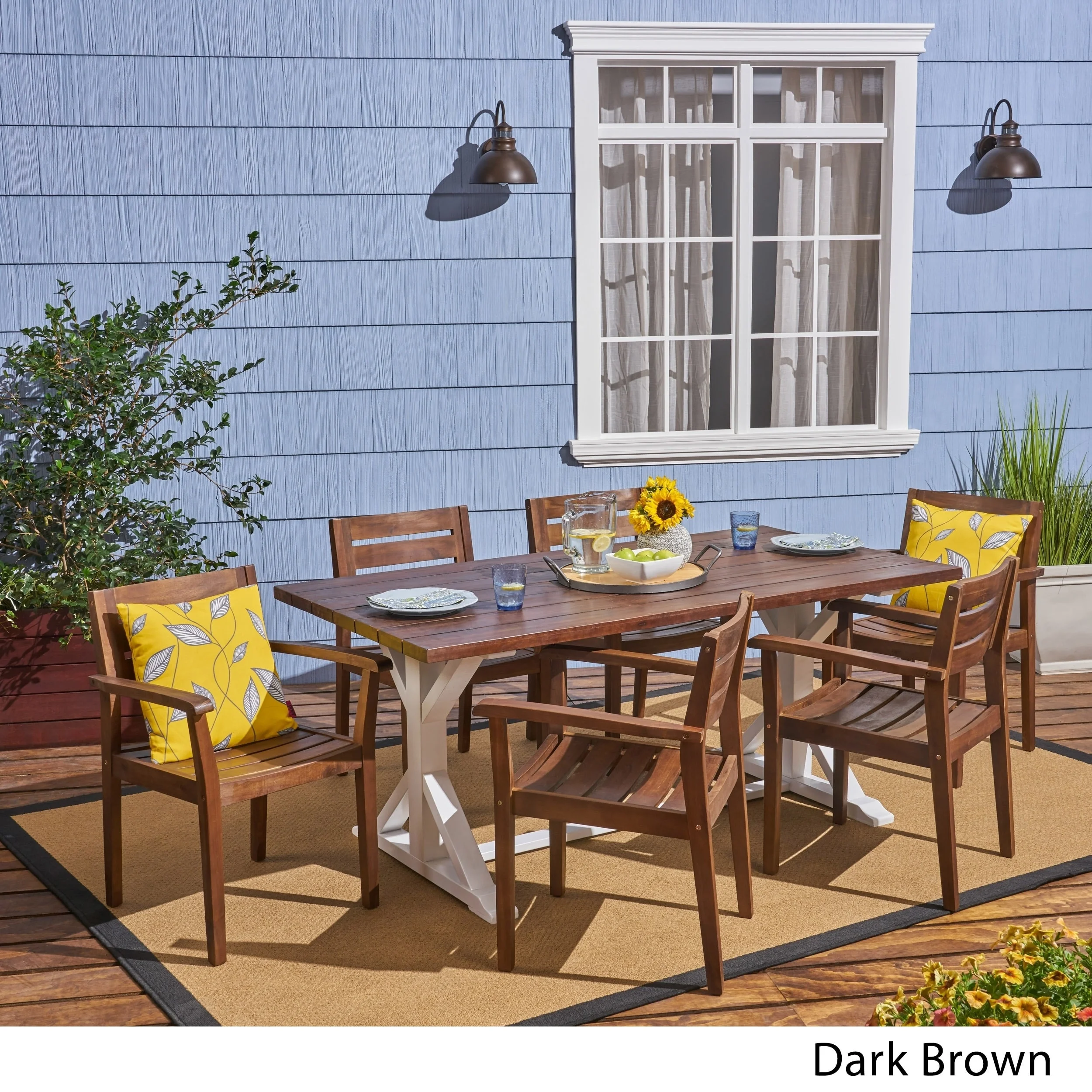 Christopher Knight Home Kentwood Outdoor Rustic Acacia Wood 7 Piece Dining Set by