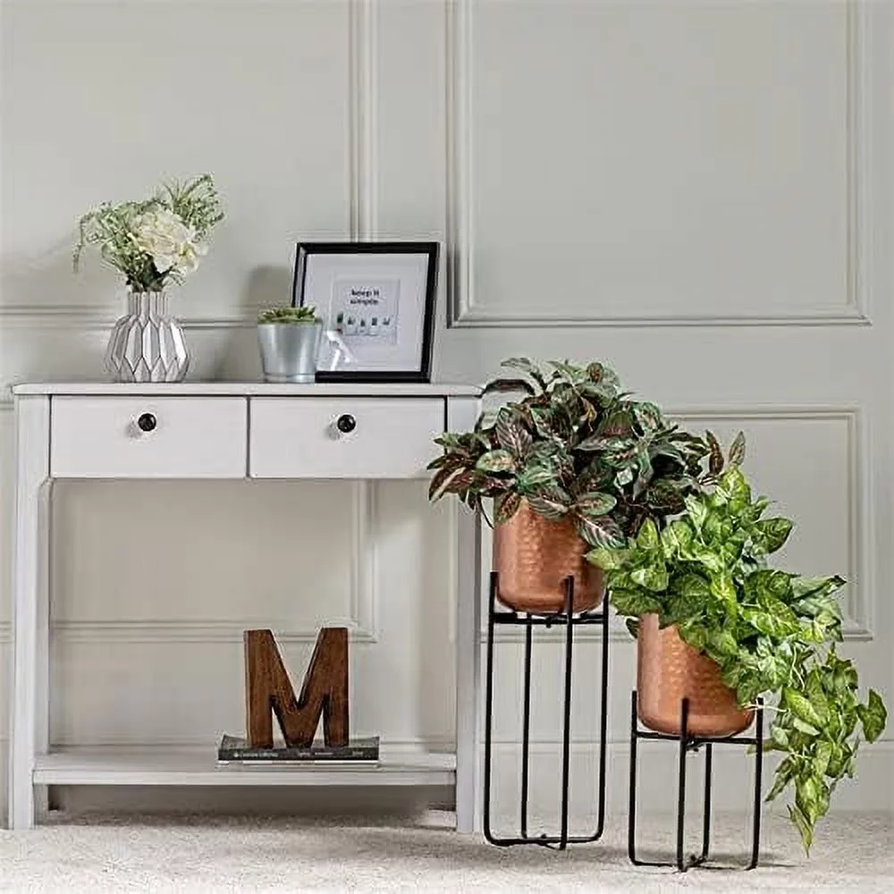 Evolution 2 Piece Macron Metal Planter Set with Steel Frame in Copper