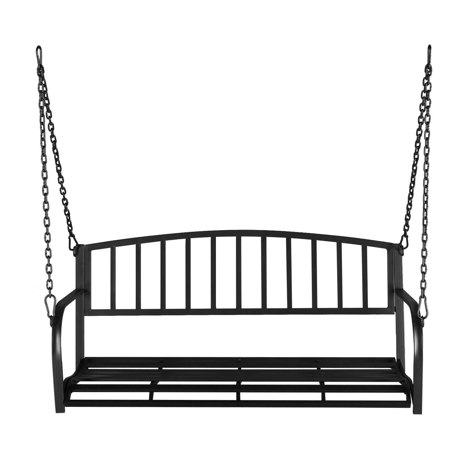 Porches Outdoor Hanging Swing Chair Metal Bench Solid Structure Design Black