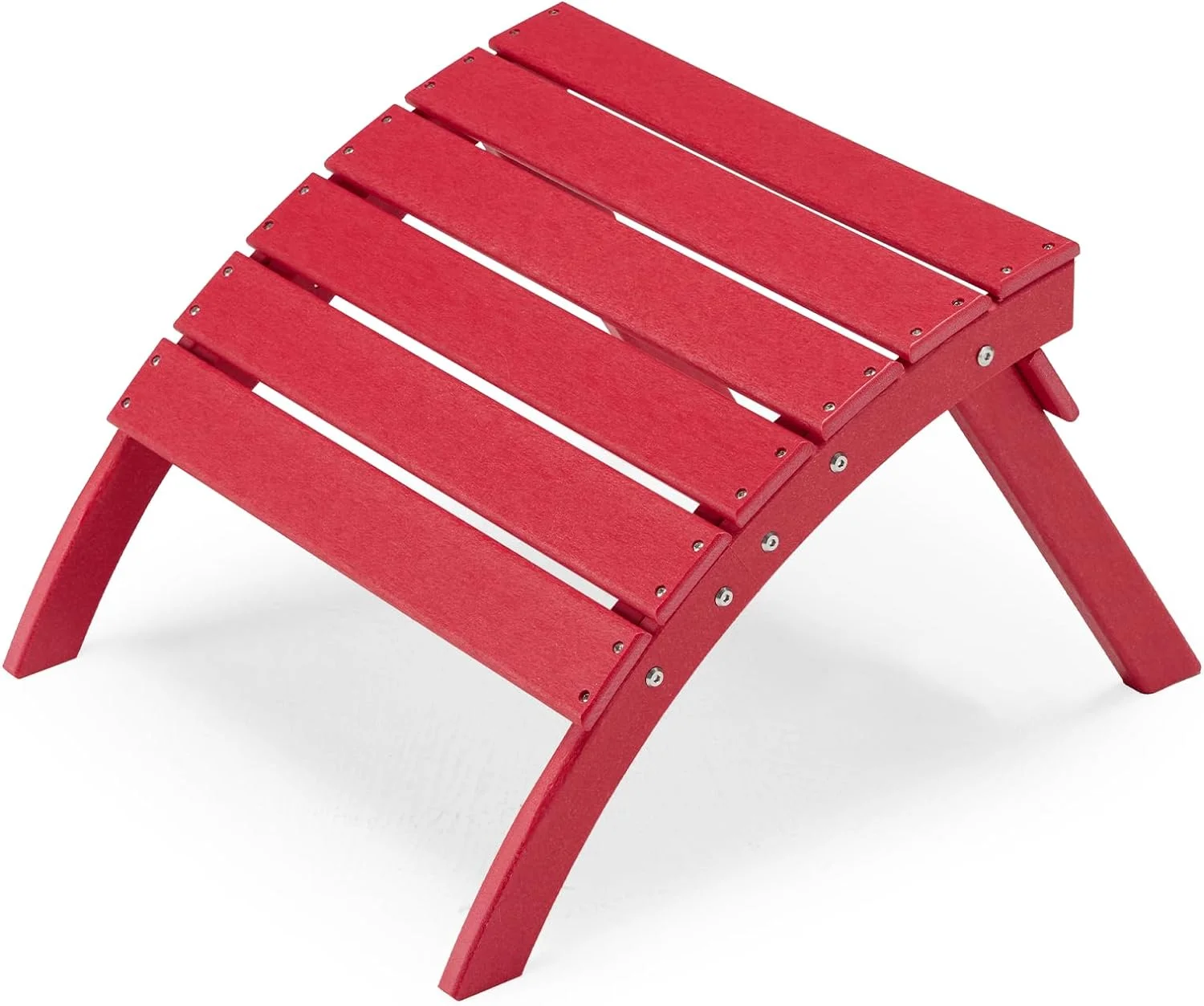 Folding Adirondack Ottoman for Adirondack Chair, HDPE All Weather Outdoor Footrest Poly Lumber Adirondack Footstool for Patio, Backyard, Garden, Easily Storage - Red
