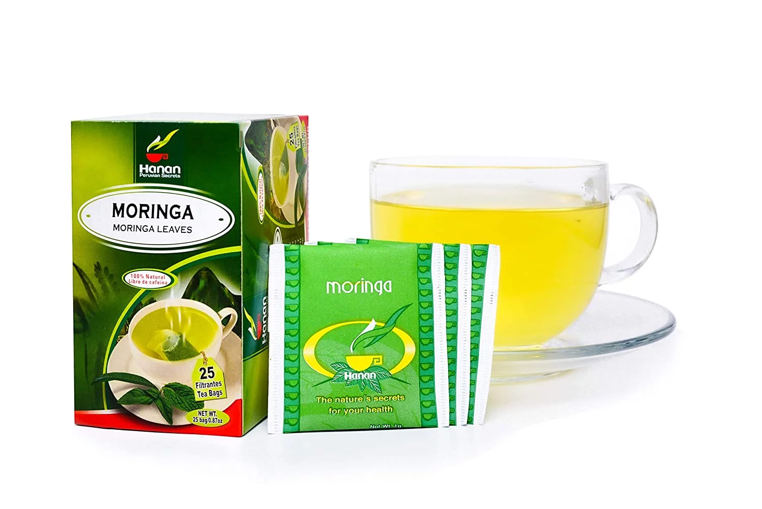 Hanan Peruvian Secrets Moringa Herbal Tea | 100% Natural Moringa Leaves | 25 Tea Bags | Naturally Aids in Supporting a Healthy Immune System | Promotes Healthy Skin - 1 Pack