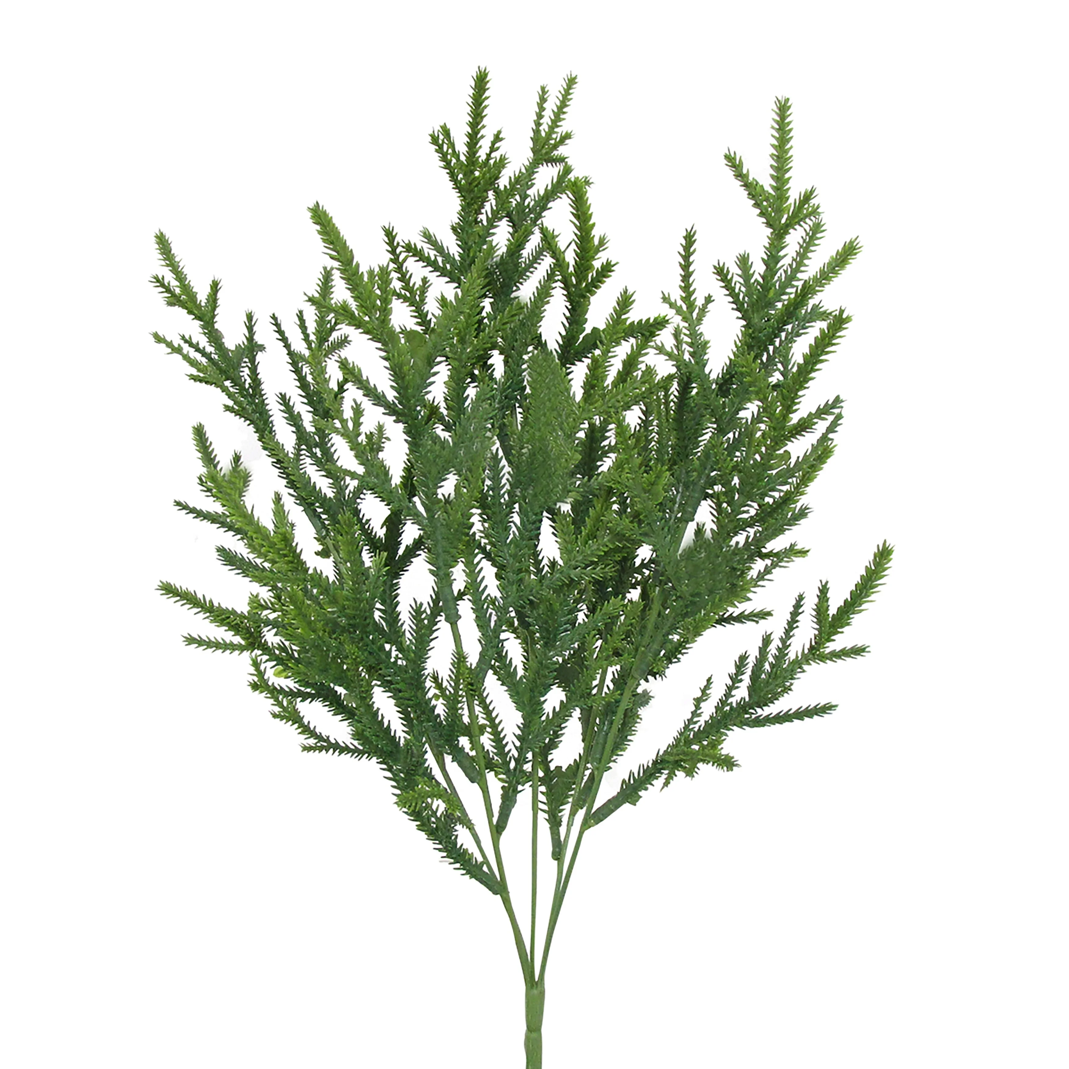Living Luxury Set of 2 Green Artificial Cedar Pine Leaf Stem Christmas Spray Bush 16in - 16