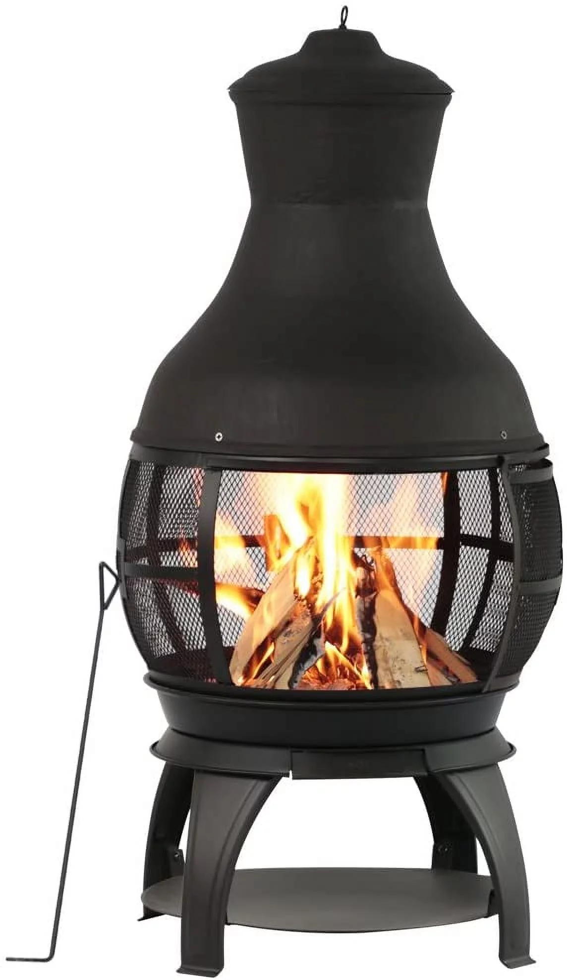 Elegant Wood Burning Fire Pits Chimenea Outdoor Fireplace Wooden Firepit, Brown-Black