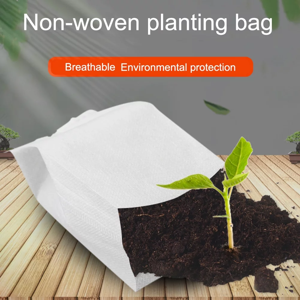 CreativeArrowy 100 Pcs Non-Woven Nursery Bags Solid Plants Grow Bags Seed Starter Bags Fabric Seedling Pots Plants Pouch 28*30cm