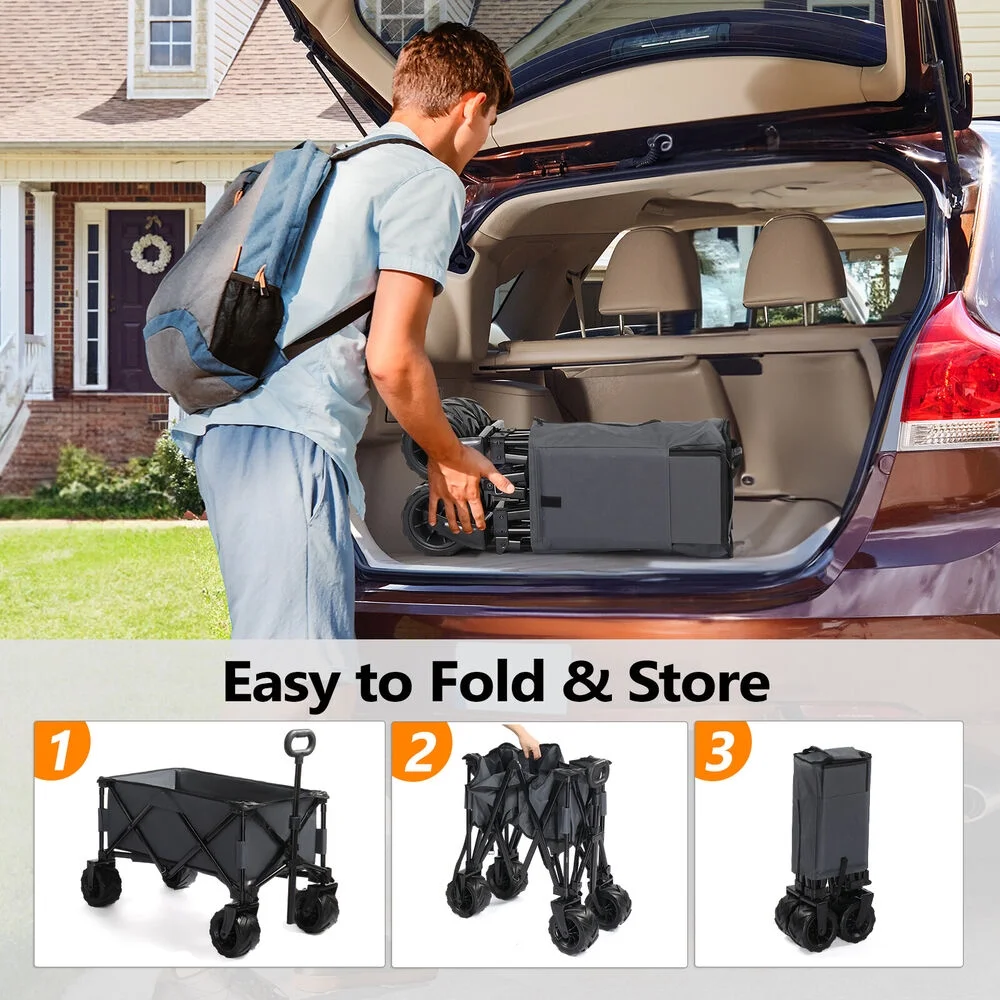 Wagon Folding Cart Collapsible Garden Beach Utility Outdoor Heavy Duty