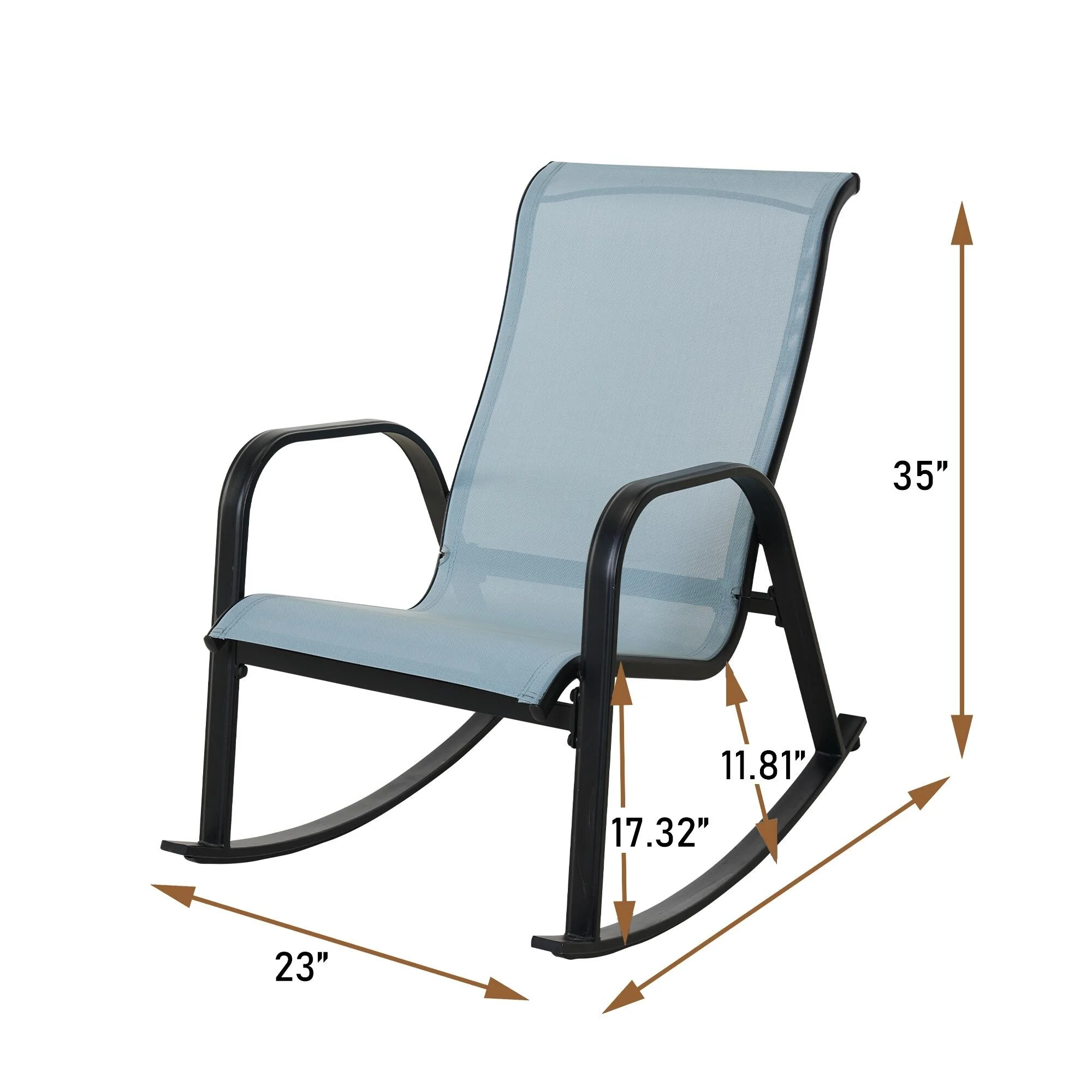 Clihome Single Iron Frame Removable Teslin Rocking Chair Blue