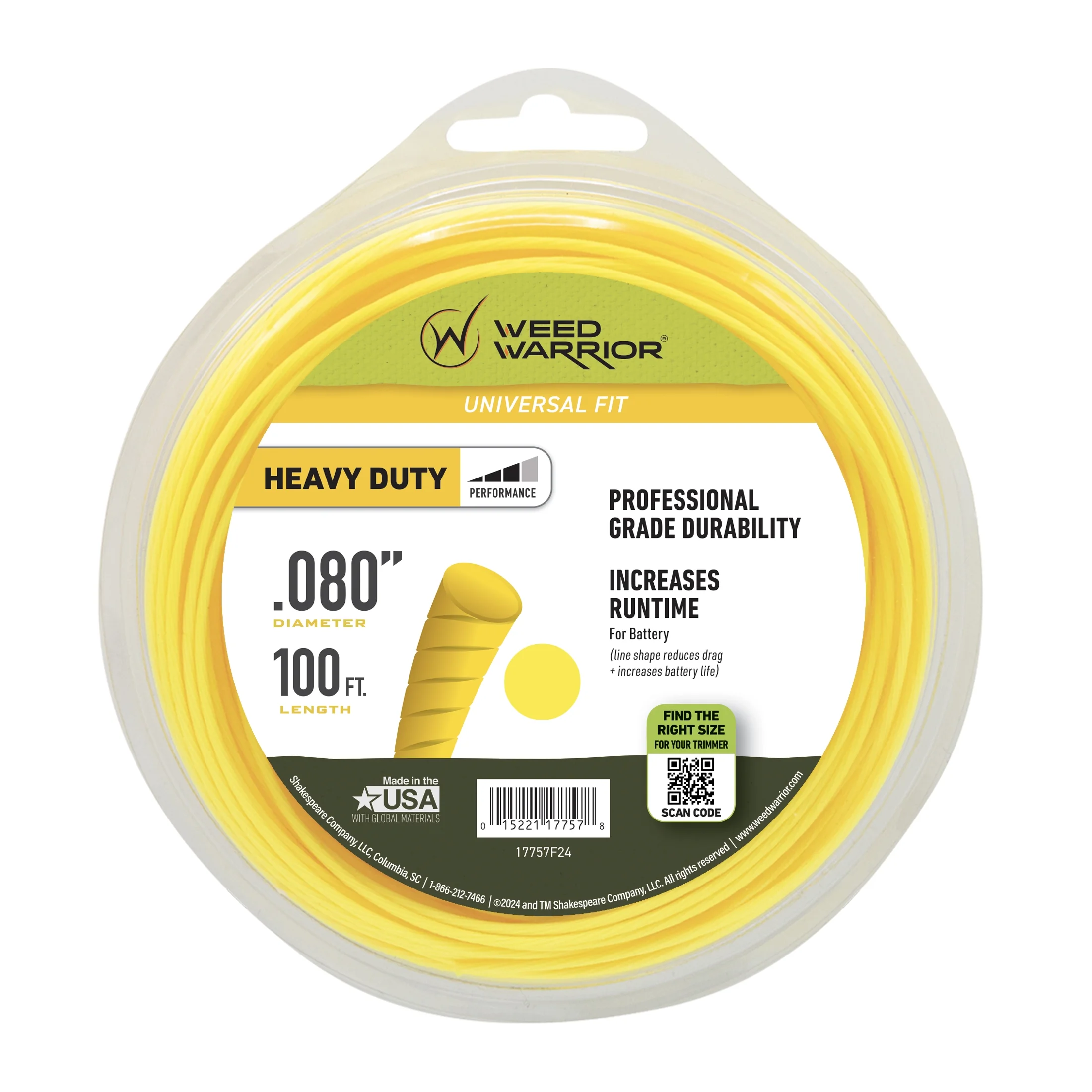 Weed Warrior .080 in. x 100 ft. Heavy Duty Trimmer Line